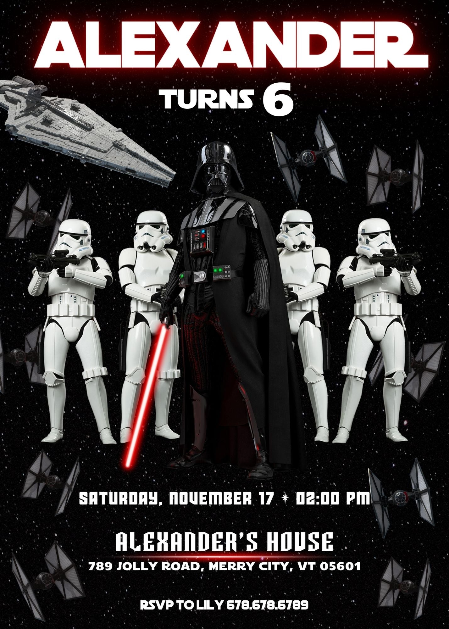 Star Wars Darth Vader customizable invitation template | Share or Print | boy | XF120