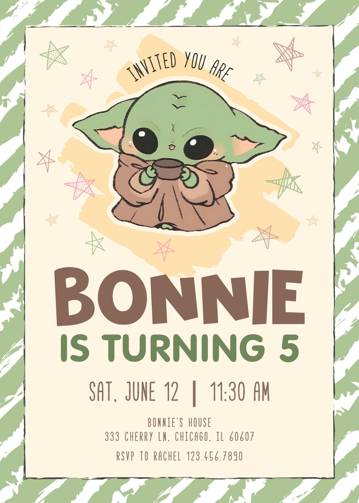 Baby Yoda Grogu Star Wars Mandalorian customizable invitation template | Share or Print | boy | DP710