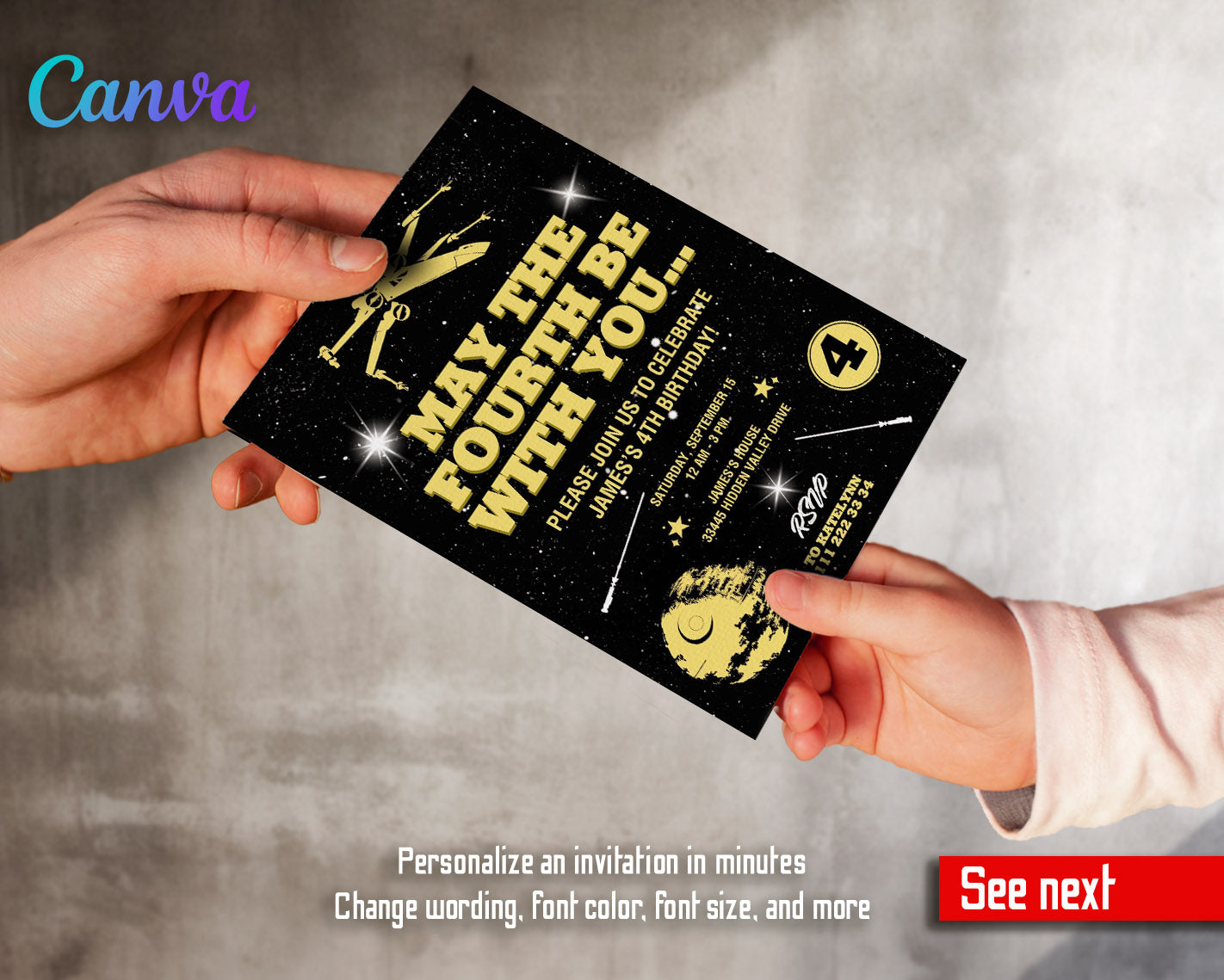 Star Wars Darth Vader customizable invitation template | Share or Print | boy | LK956