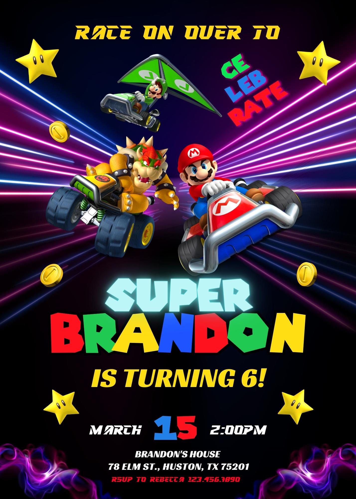 Super Mario Bros customizable invitation template | Share or Print | | SA243