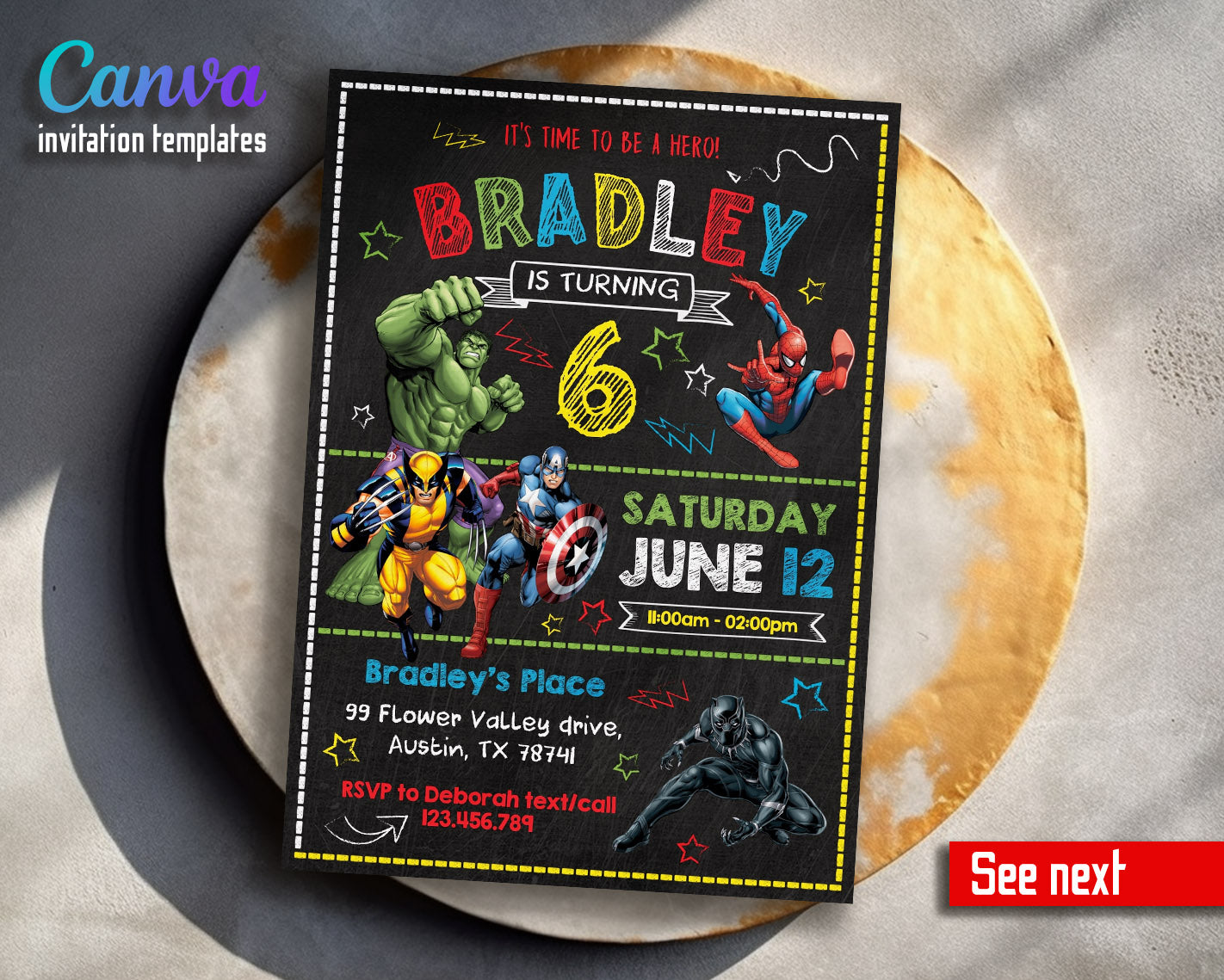 Avengers Marvel Superhero customizable invitation template | Share or Print | boy | IT468
