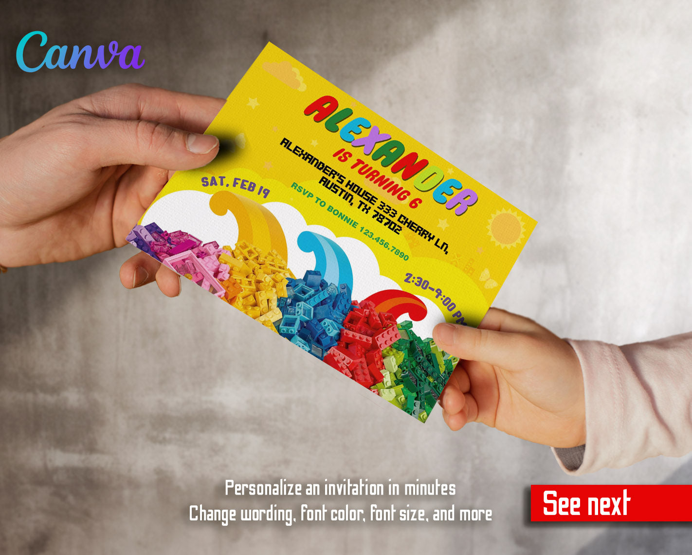 Lego customizable invitation template | Share or Print | | QT716