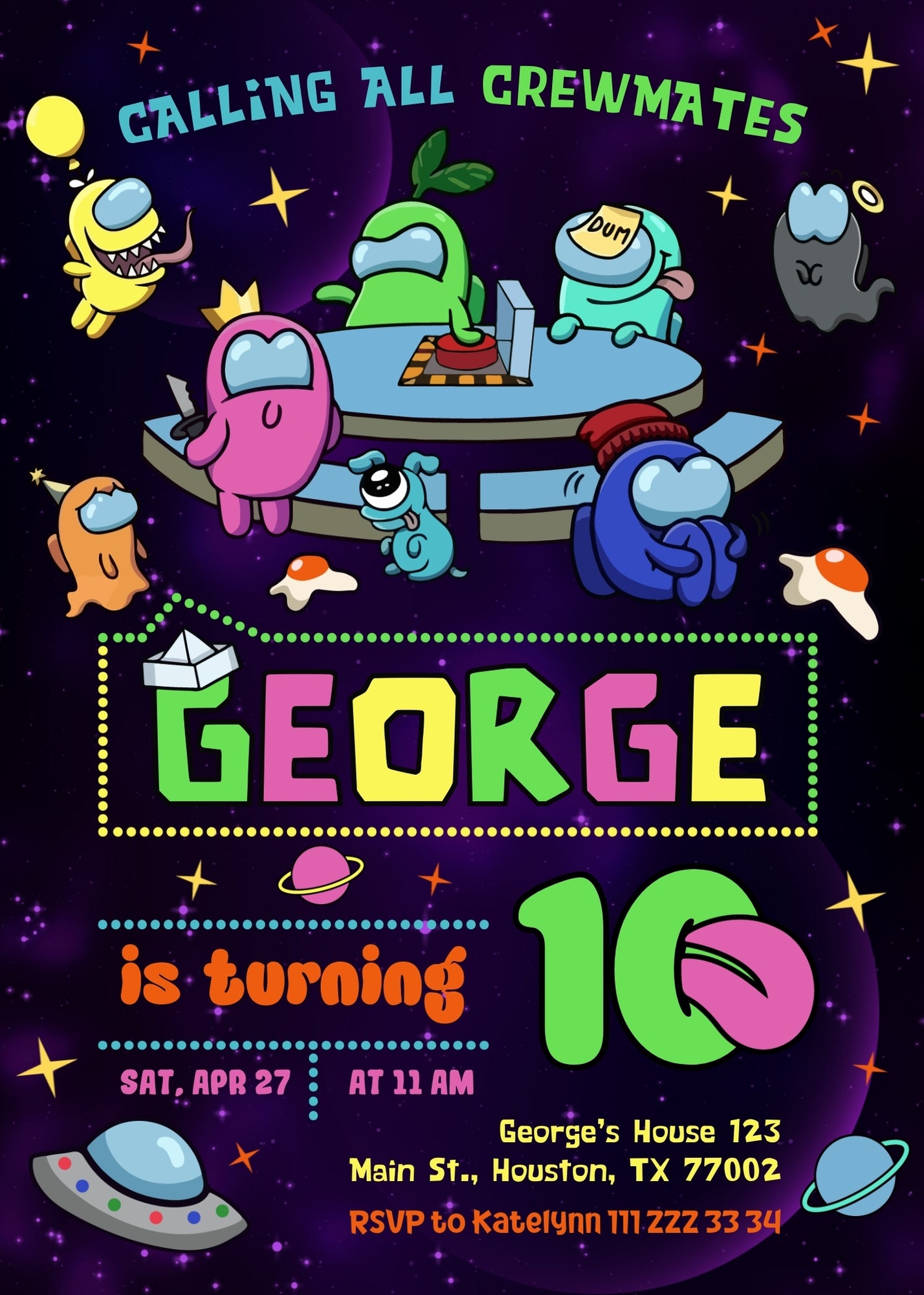 Among Us Gamer customizable invitation template | Share or Print | | MA311