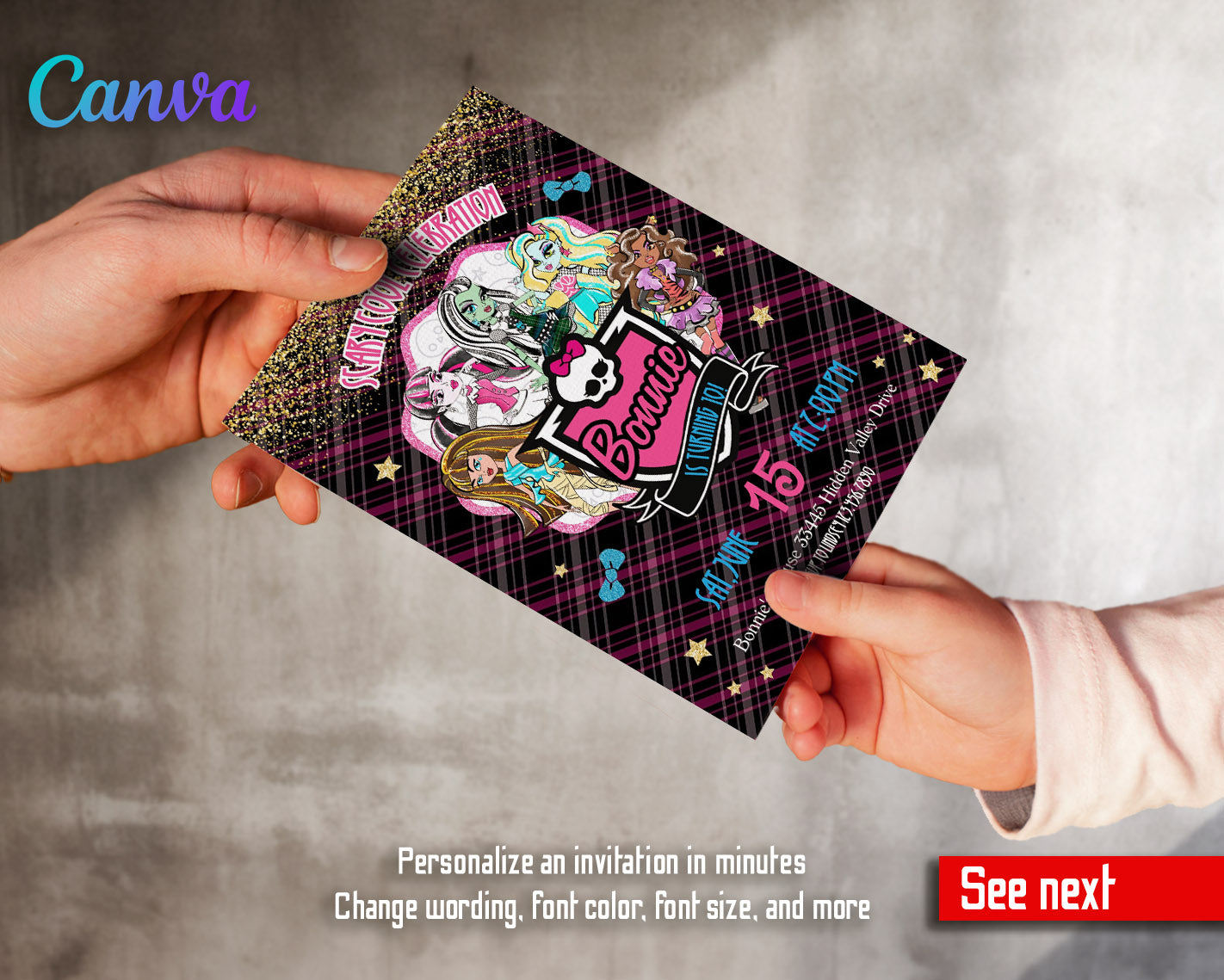 Monster High customizable invitation template | Share or Print | girl | RX844