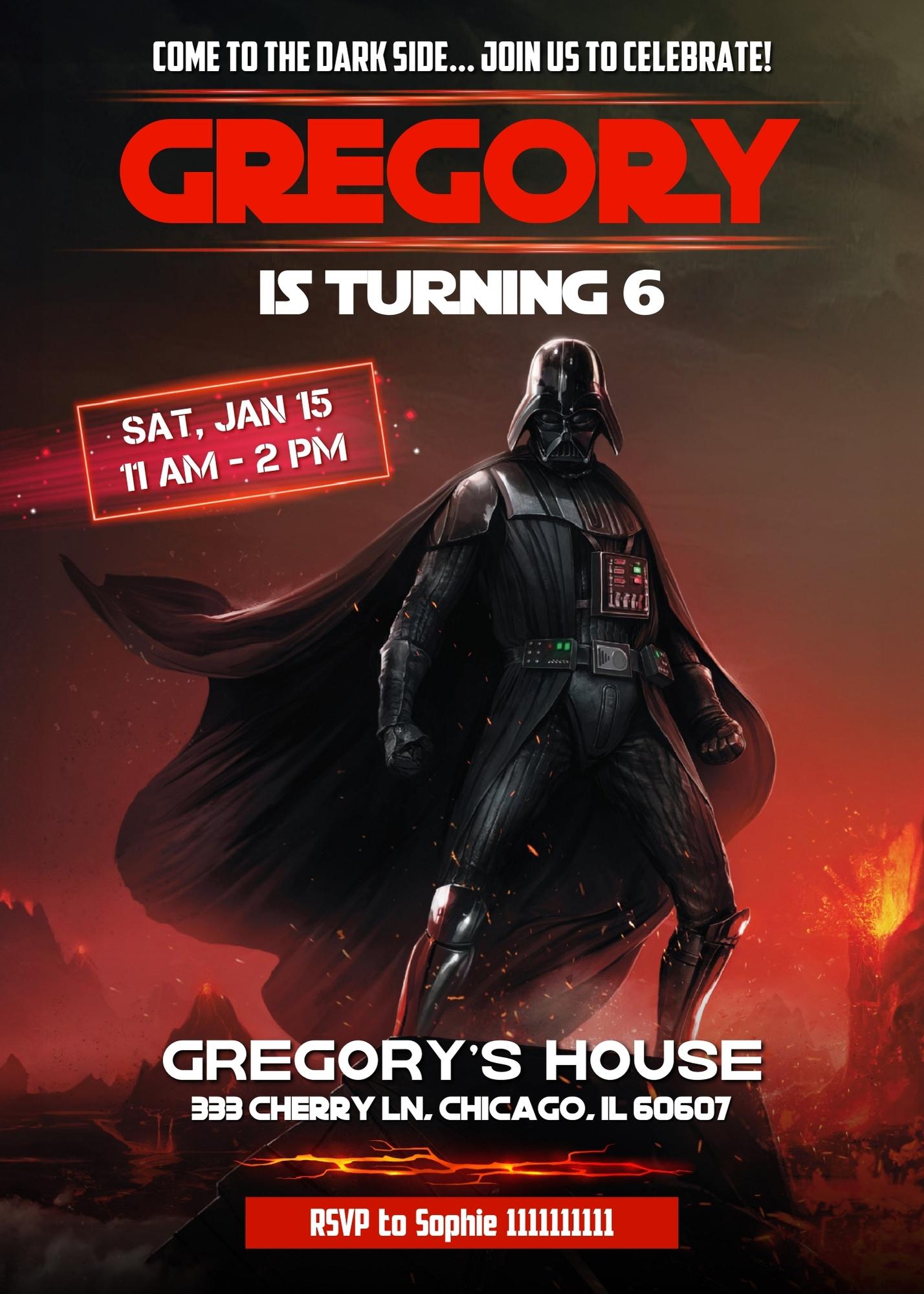 Star Wars Darth Vader customizable invitation template | Share or Print | boy | WY330