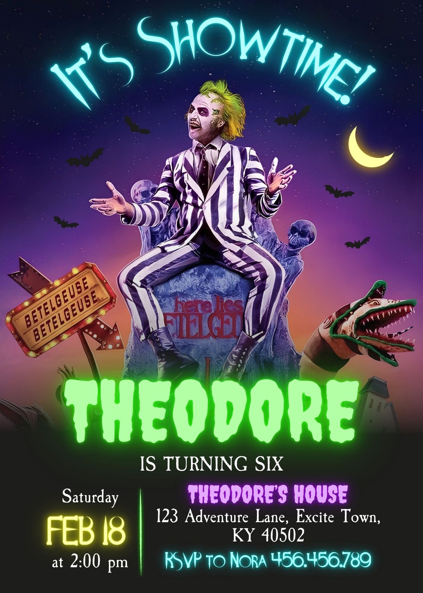 Beetlejuice Halloween customizable invitation template | Share or Print | | IH789