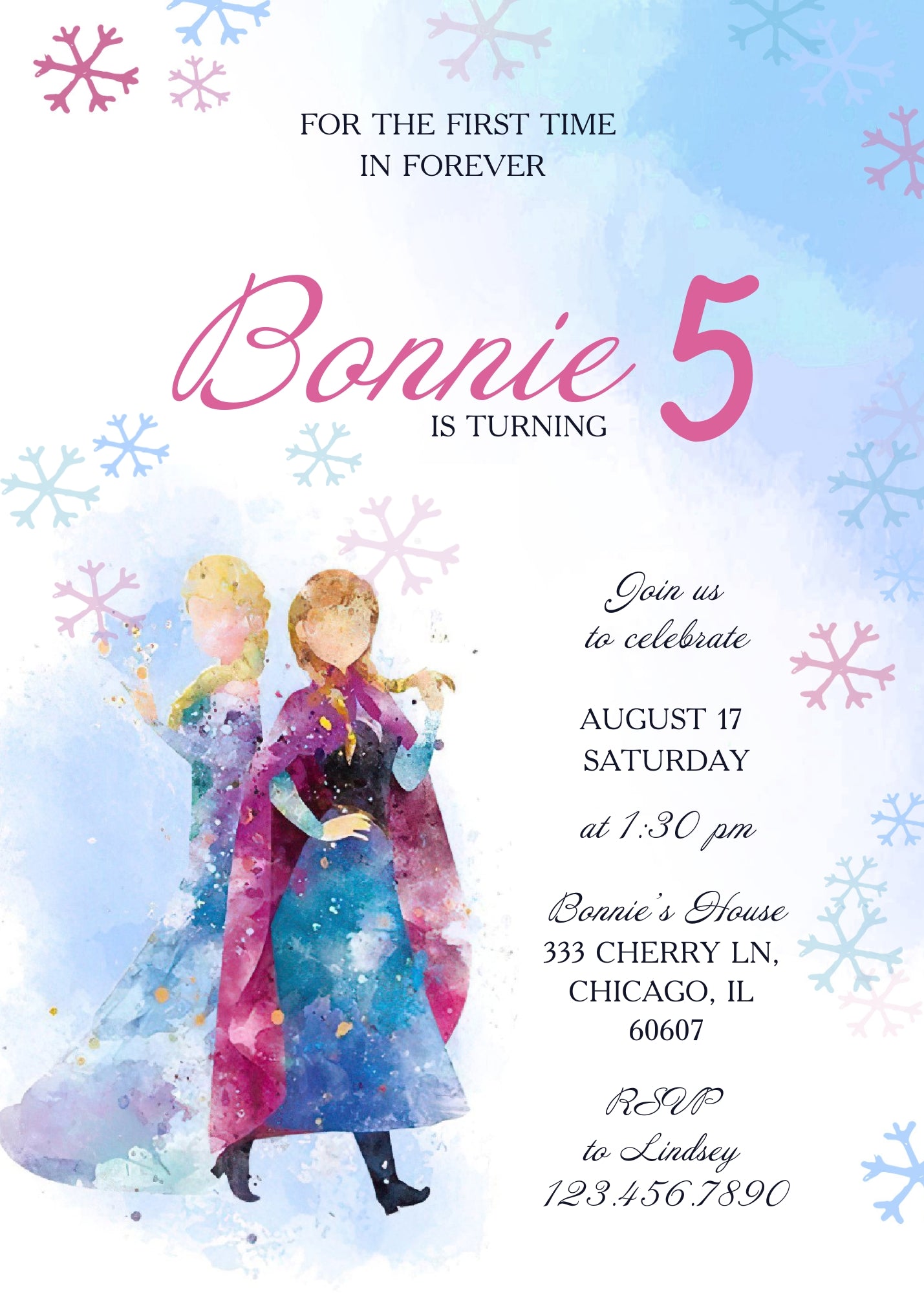 Frozen Elsa customizable invitation template | Share or Print | girl | NX772