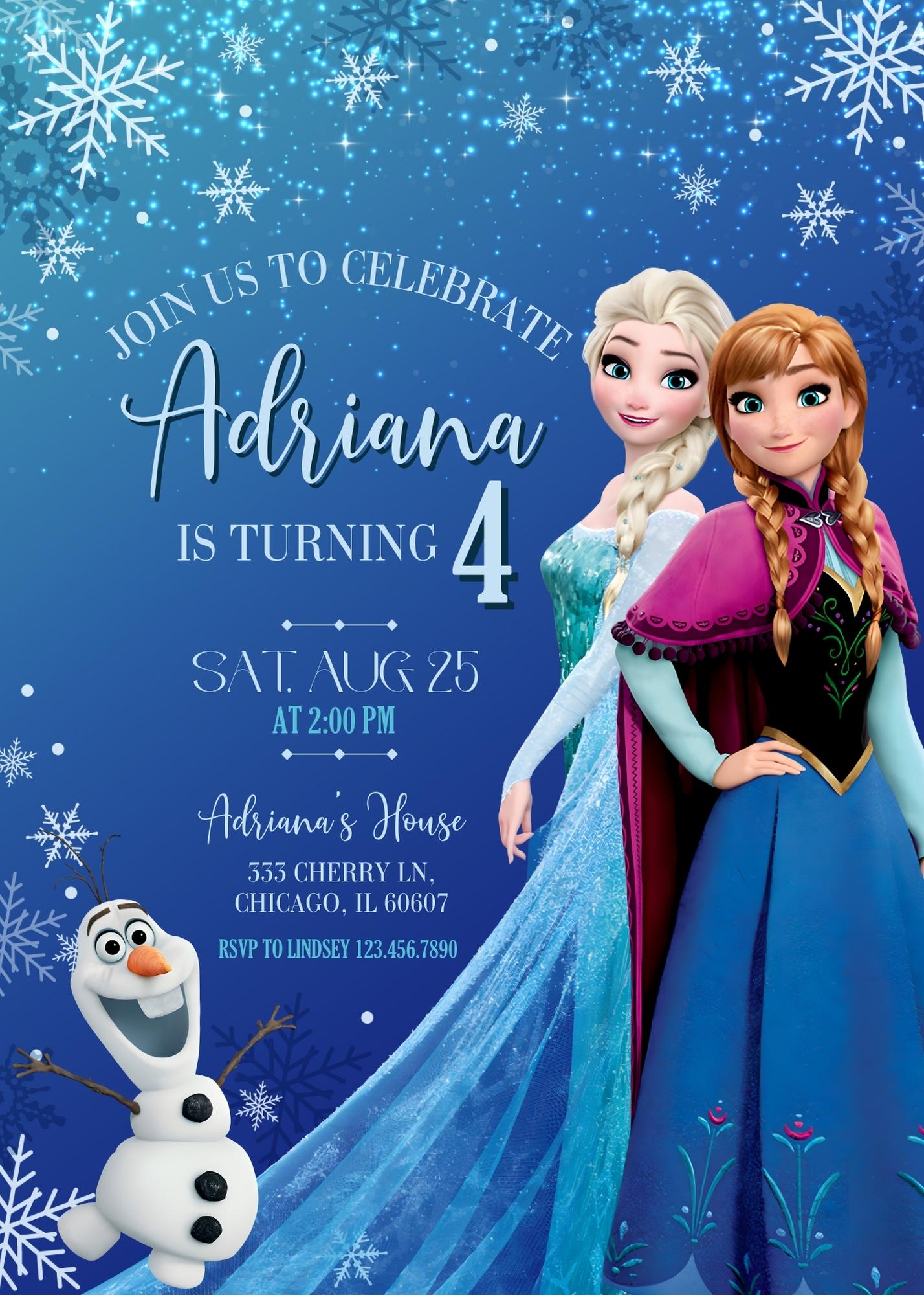 Frozen Elsa customizable invitation template | Share or Print | girl | TA175