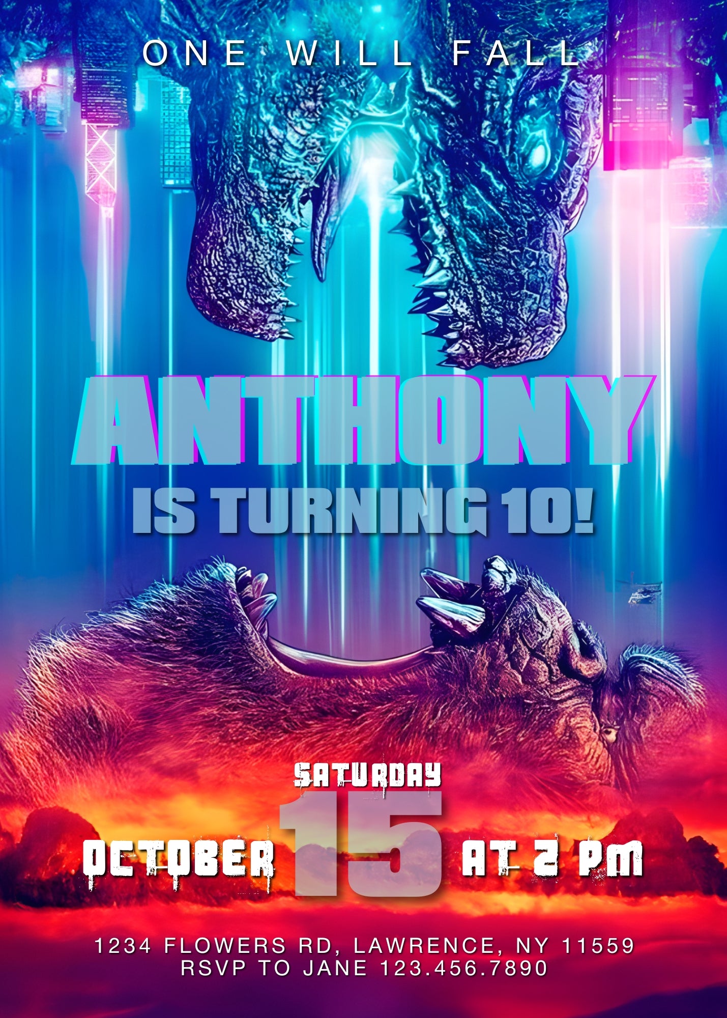 Godzilla X King Kong customizable invitation template | Share or Print | | BT967