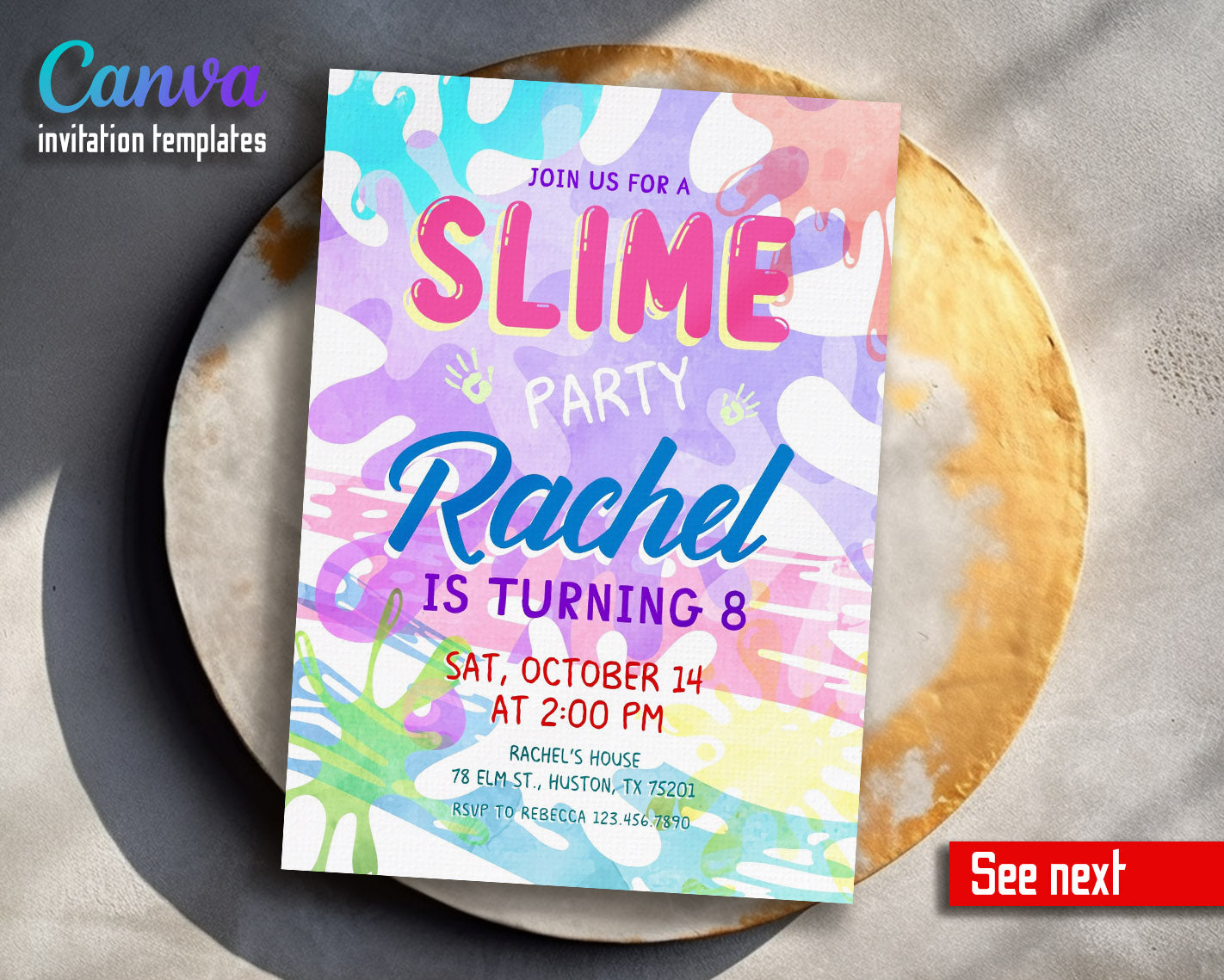 Slime Diy Party customizable invitation template | Share or Print | | PO117