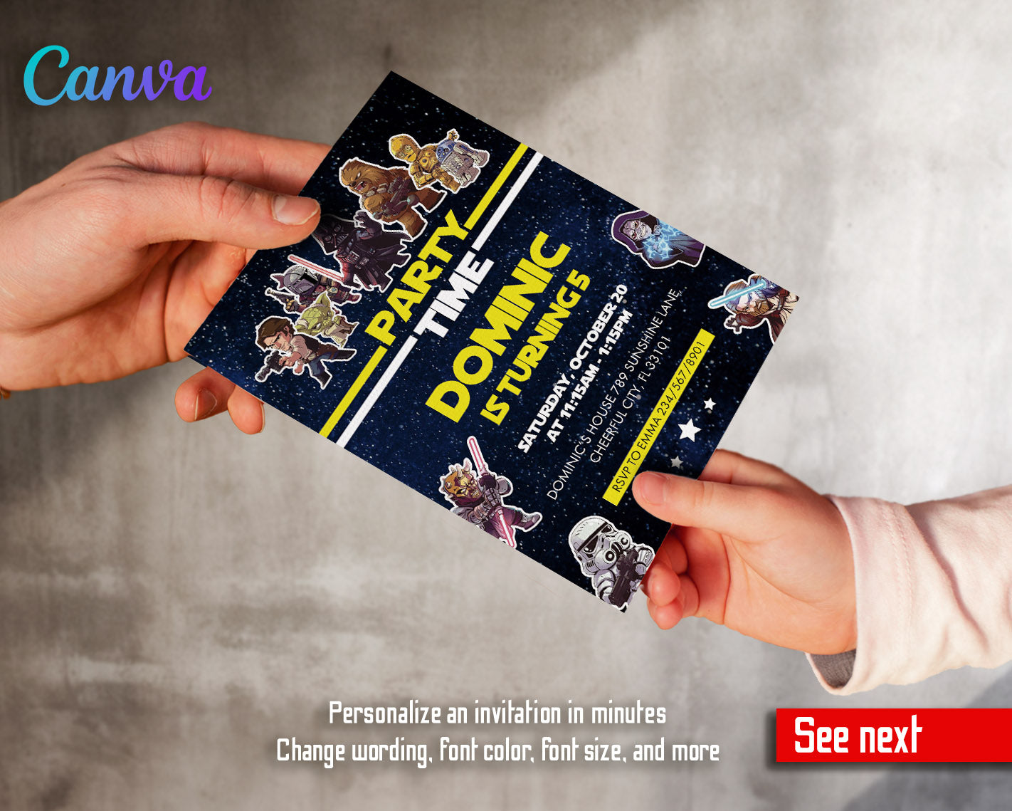 Star Wars Darth Vader customizable invitation template | Share or Print | boy | UI021