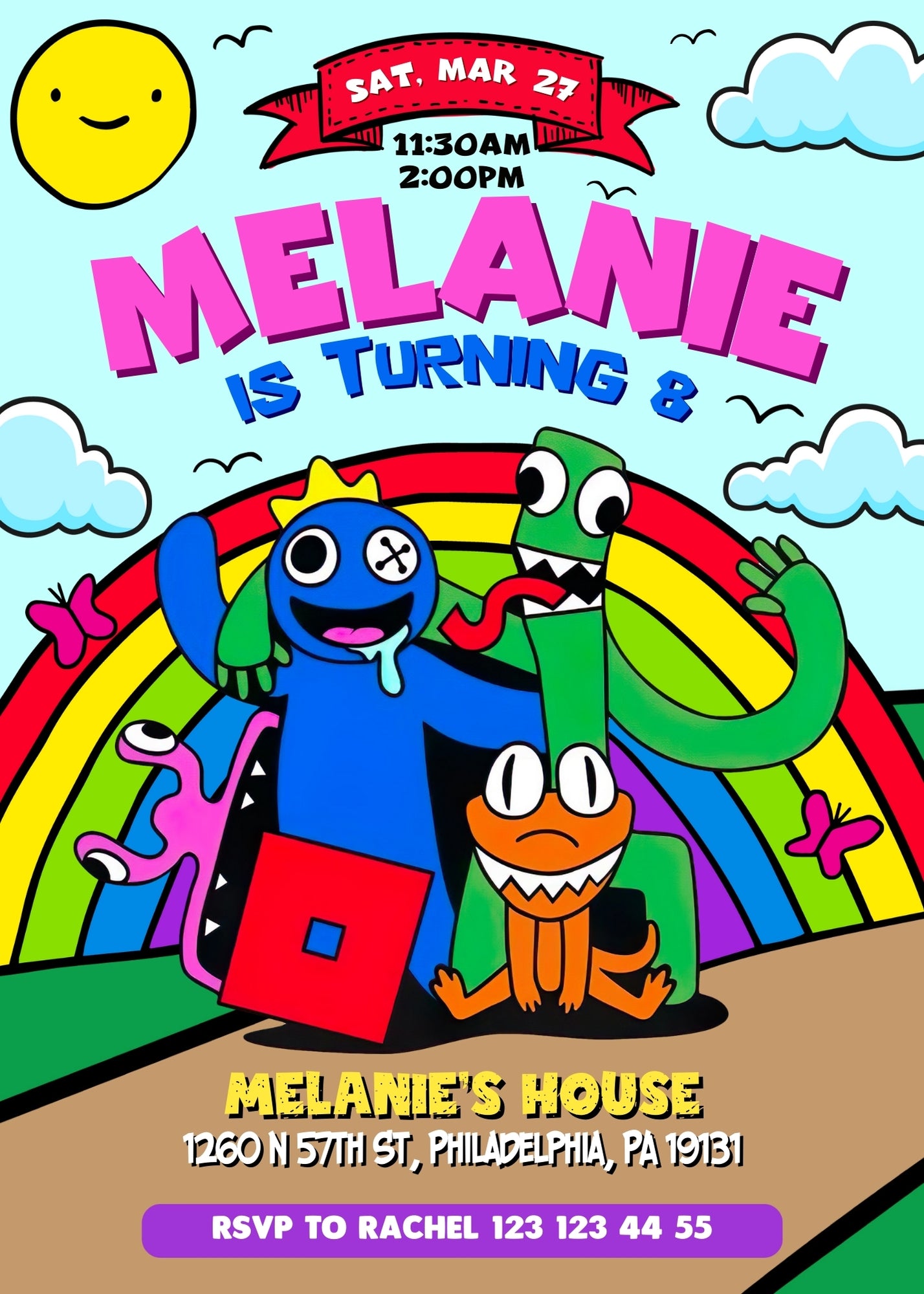 Rainbow Friends customizable invitation template | Share or Print | | AF200