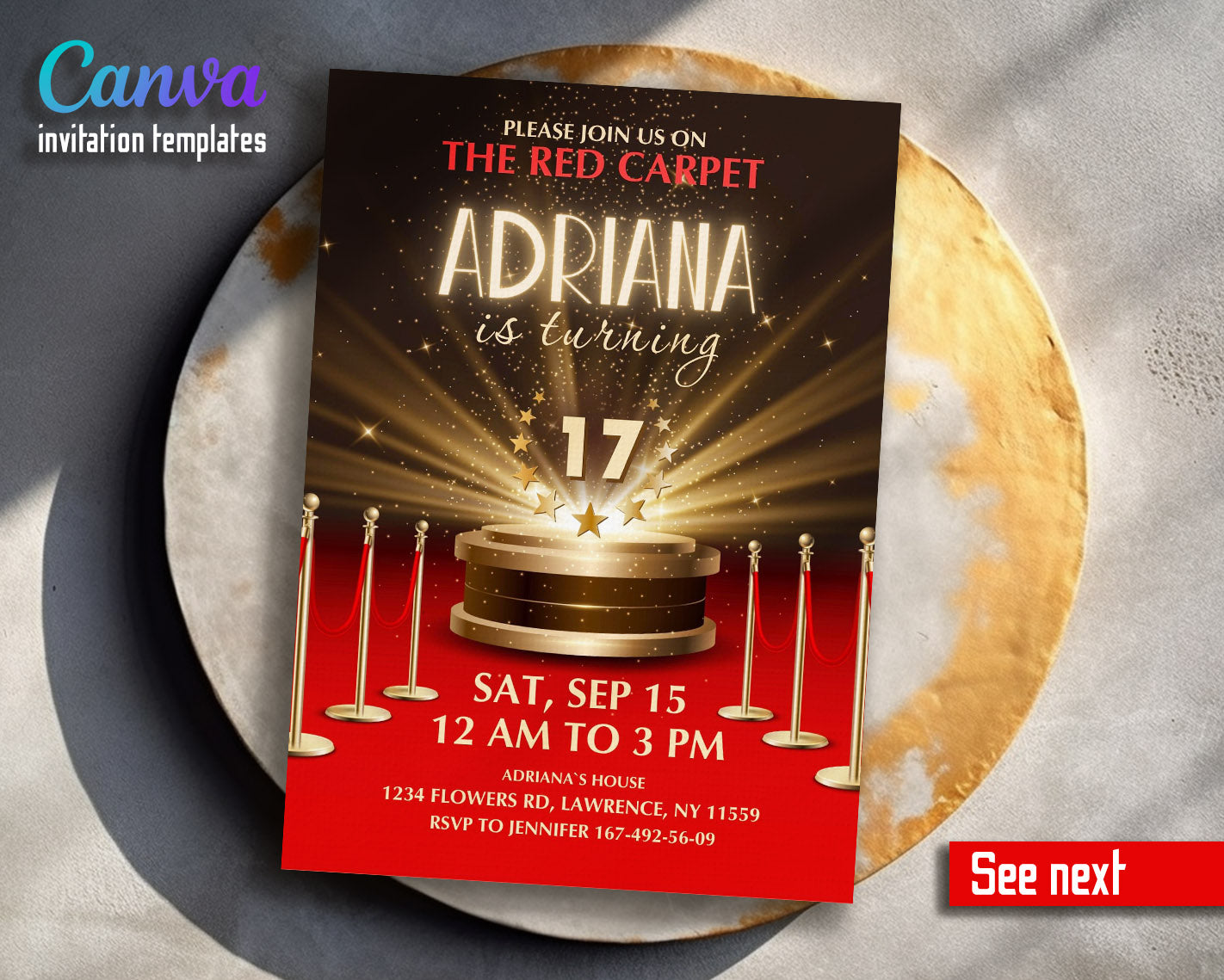 Hollywood Movie Party customizable invitation template | Share or Print | | VH691