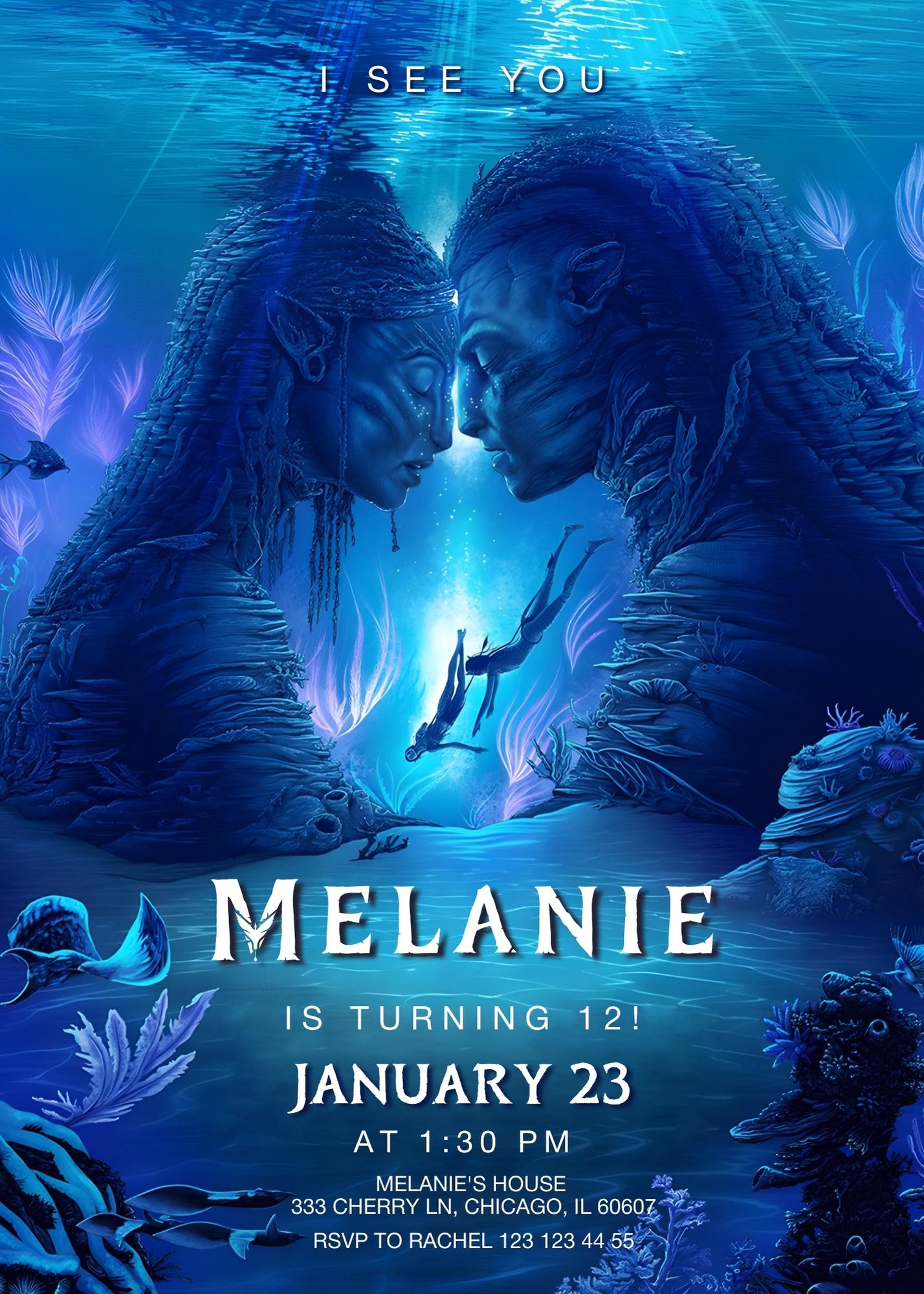 Avatar The Way of Water customizable invitation template | Share or Print | | VM276