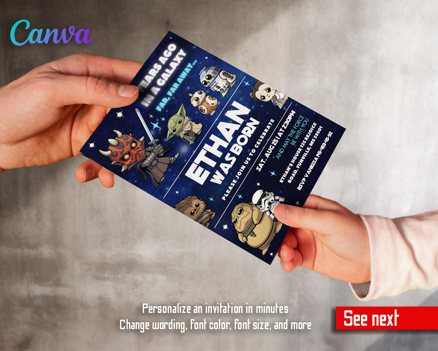 Star Wars Darth Vader customizable invitation template | Share or Print | boy | ZQ085