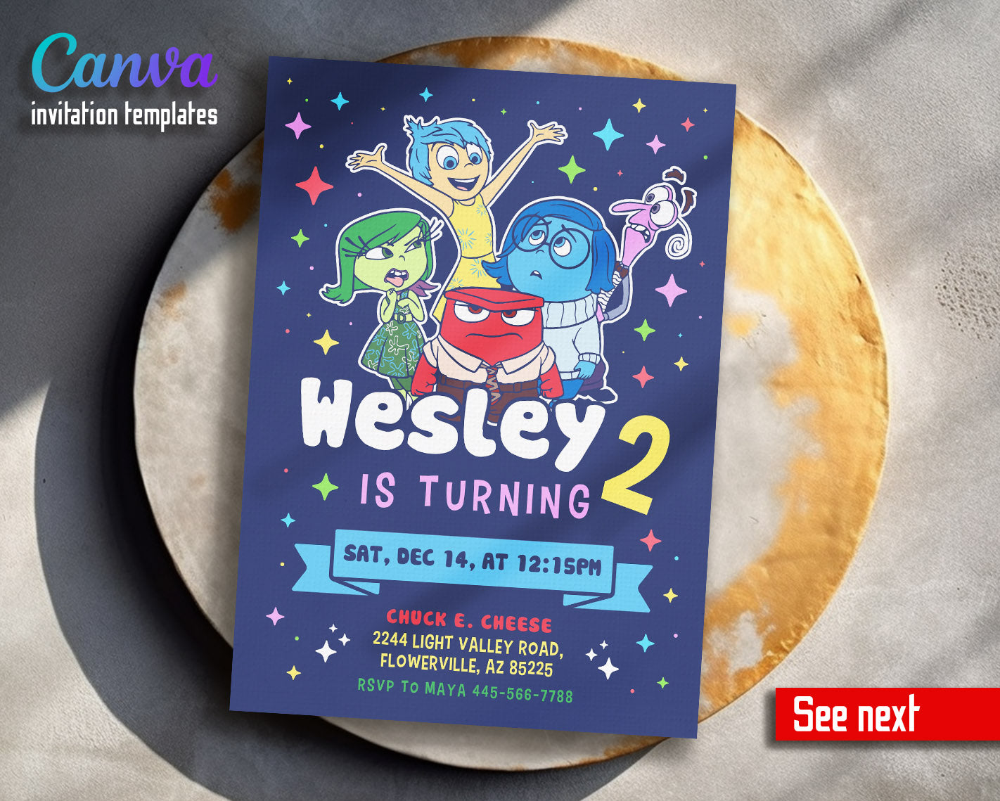 Inside Out 2 customizable invitation template | Share or Print | | JQ093