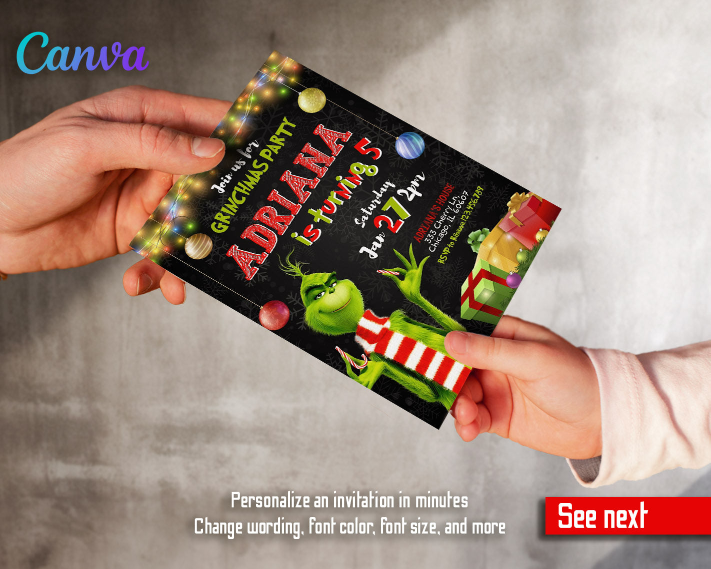 The Grinch Merry Grinchmas customizable invitation template | Share or Print | | EH381