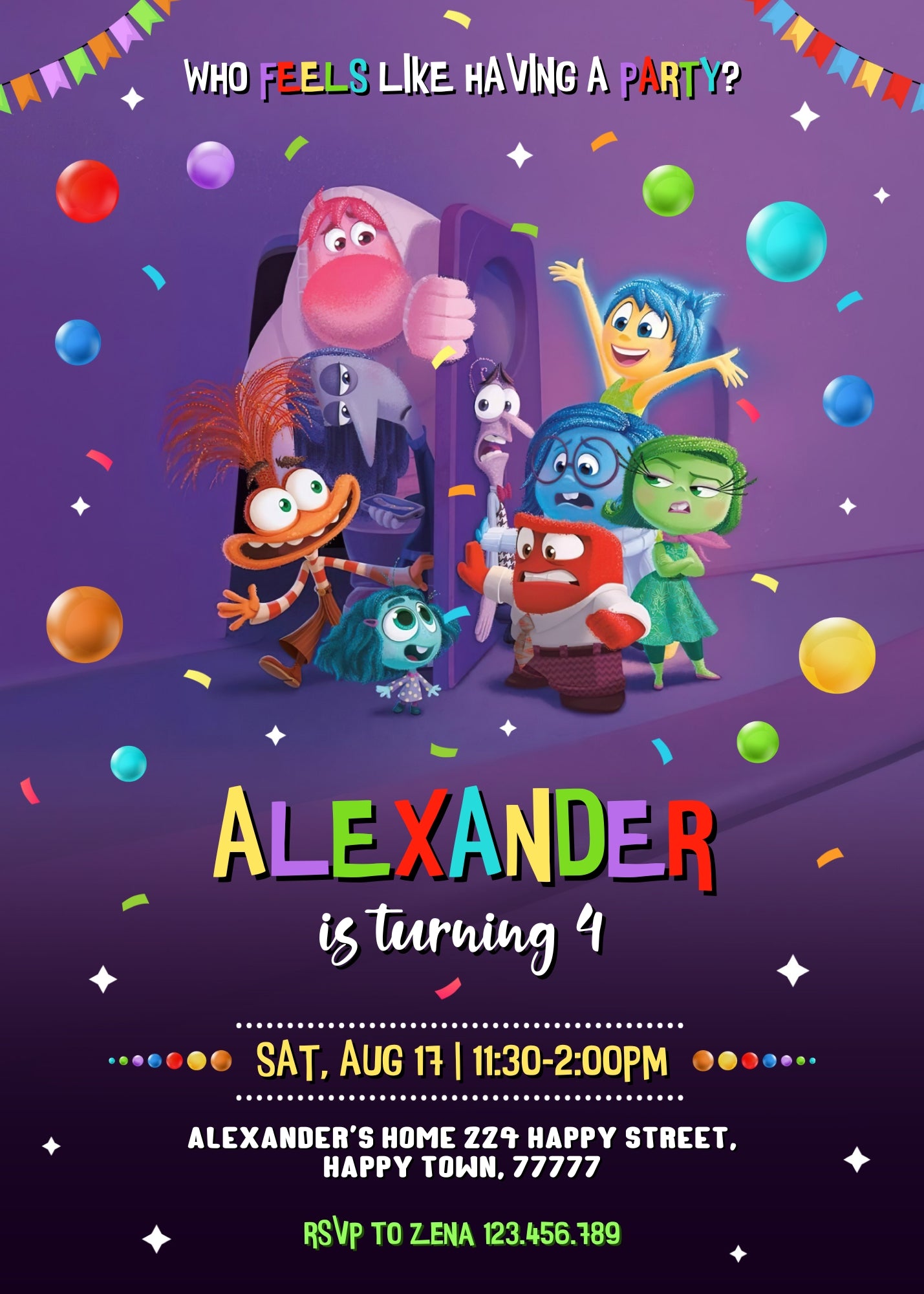 Inside Out 2 customizable invitation template | Share or Print | | YN285