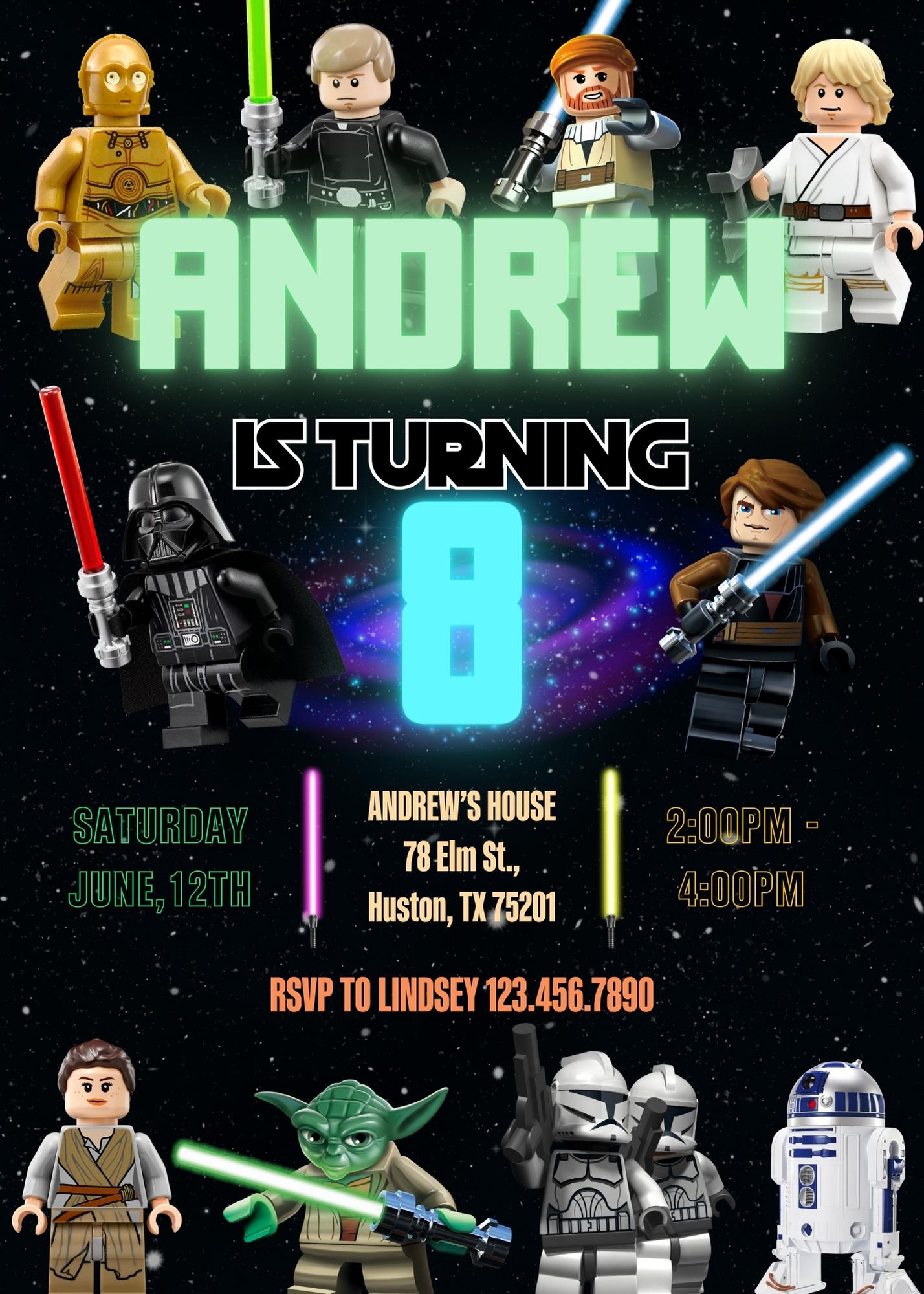Star Wars Darth Vader Lego Minifigures customizable invitation template | Share or Print | | PB122