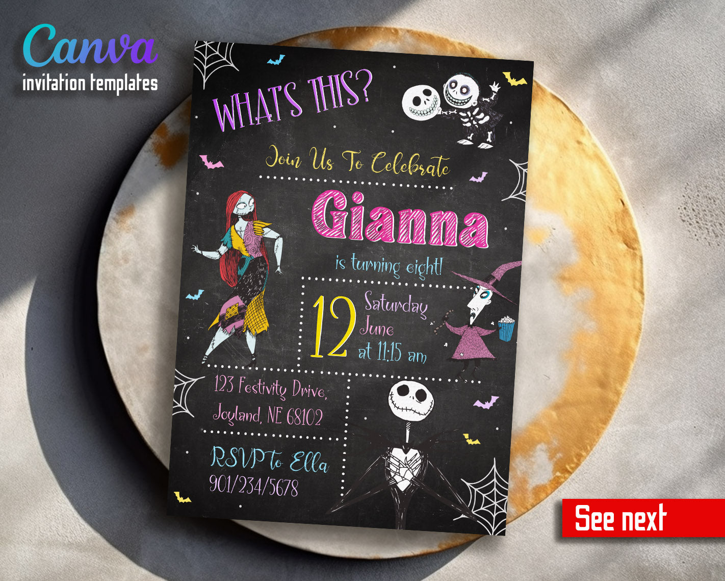 The Nightmare Before Christmas Halloween customizable invitation template | Share or Print | | MO513