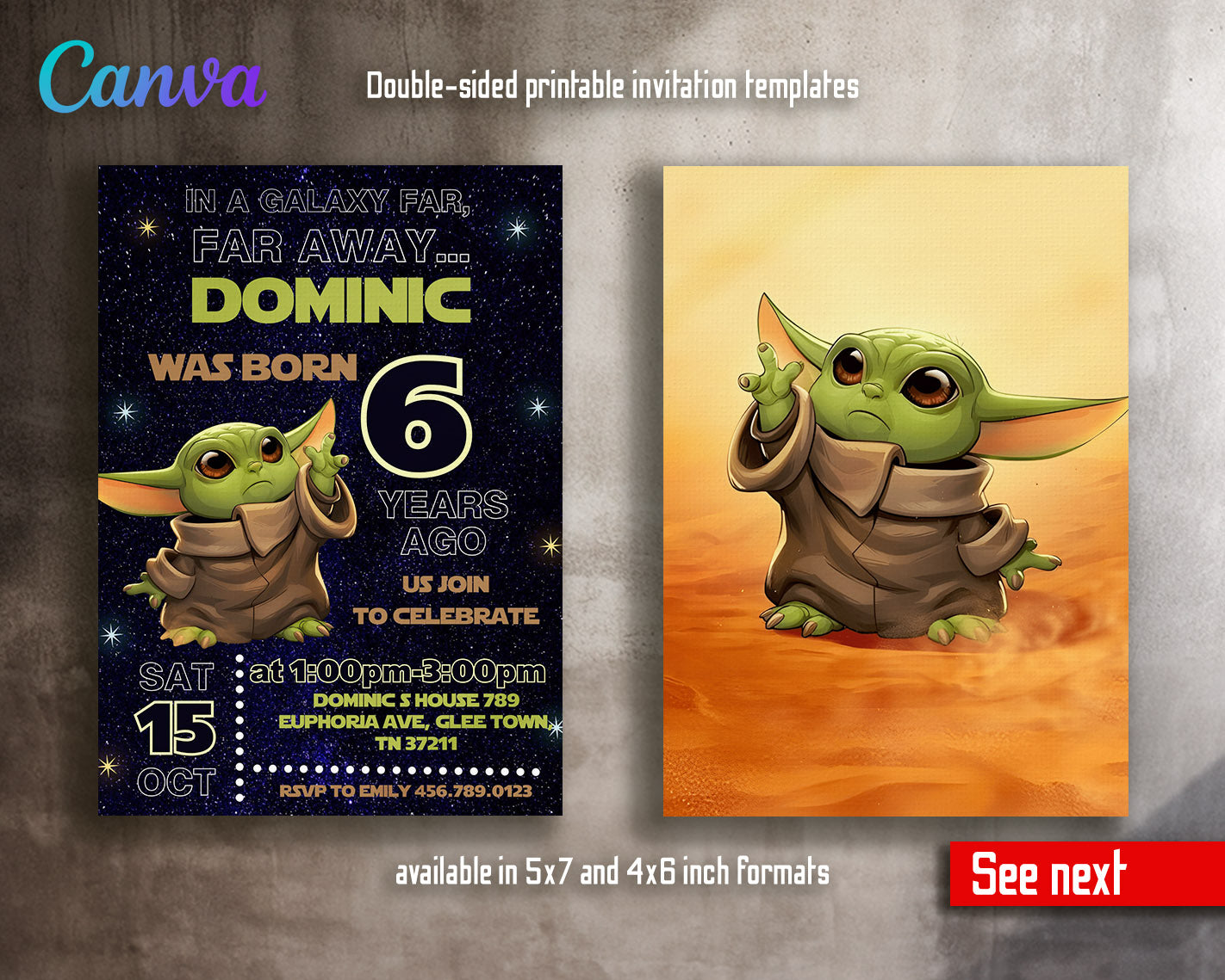 Baby Yoda Grogu Star Wars Mandalorian customizable invitation template | Share or Print | boy | QT270