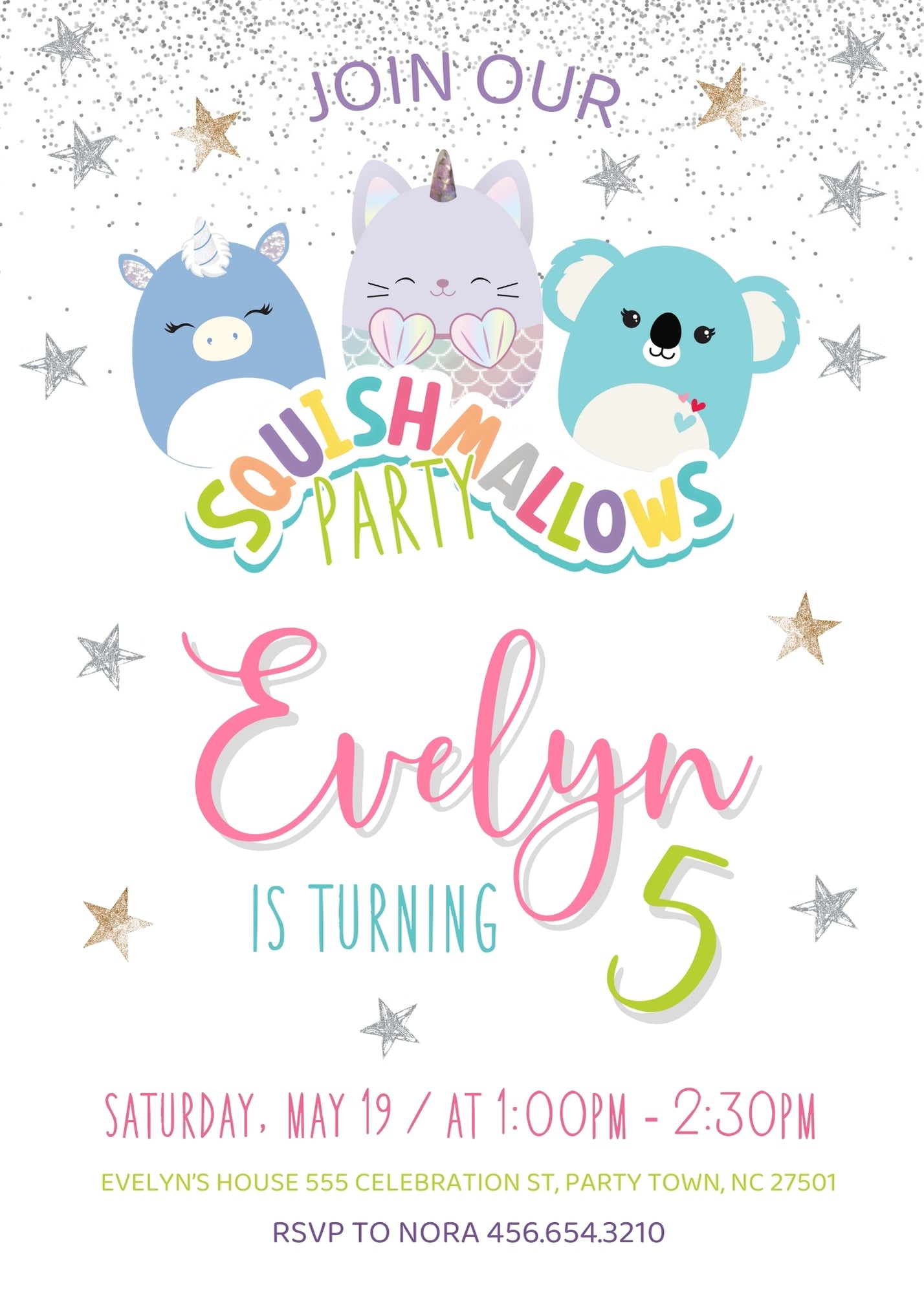 Squishmallows customizable invitation template | Share or Print | | PA893