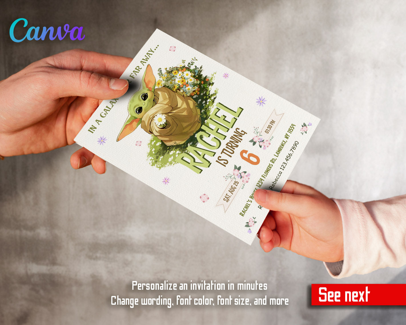 Baby Yoda Grogu Star Wars Mandalorian customizable invitation template | Share or Print | boy | YQ337