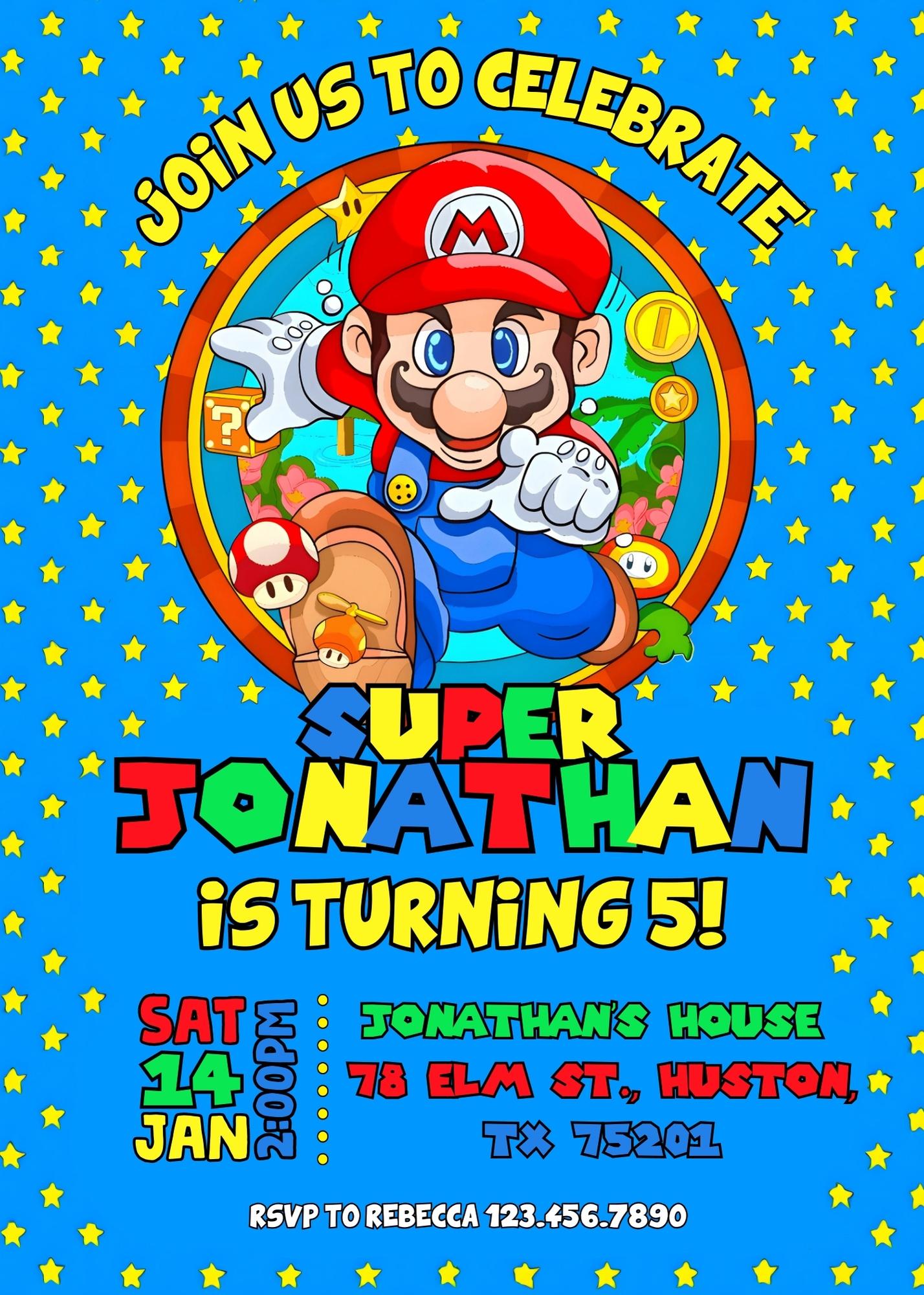 Super Mario Bros customizable invitation template | Share or Print | | HE499