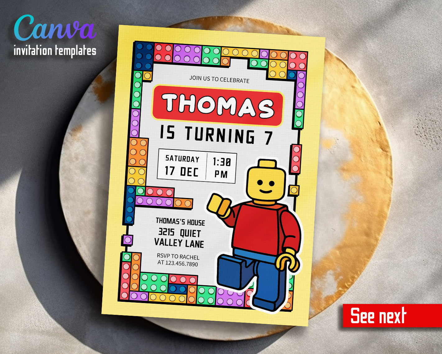 Lego Minifigures customizable invitation template | Share or Print | | VD495