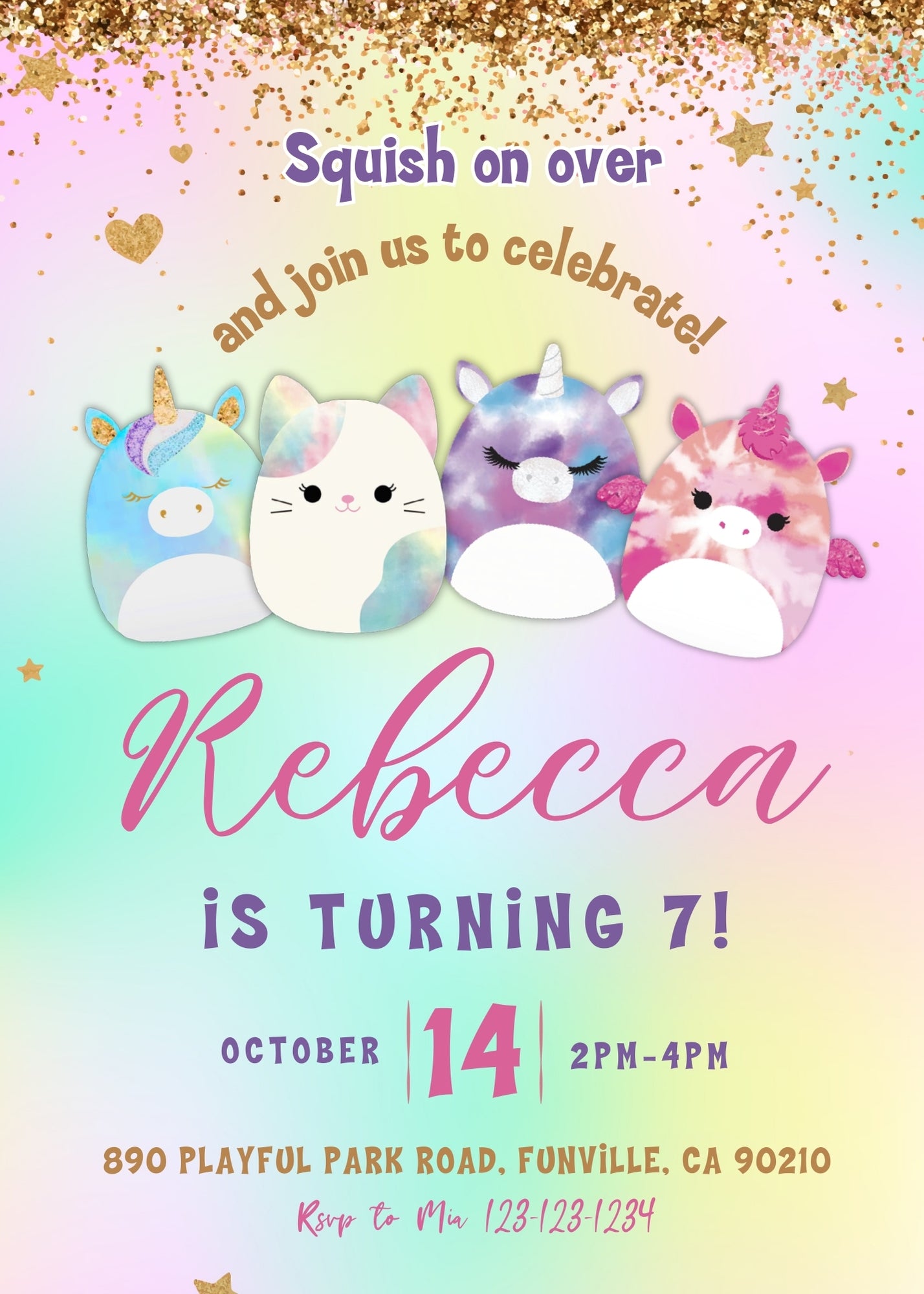 Squishmallows customizable invitation template | Share or Print | | EC011