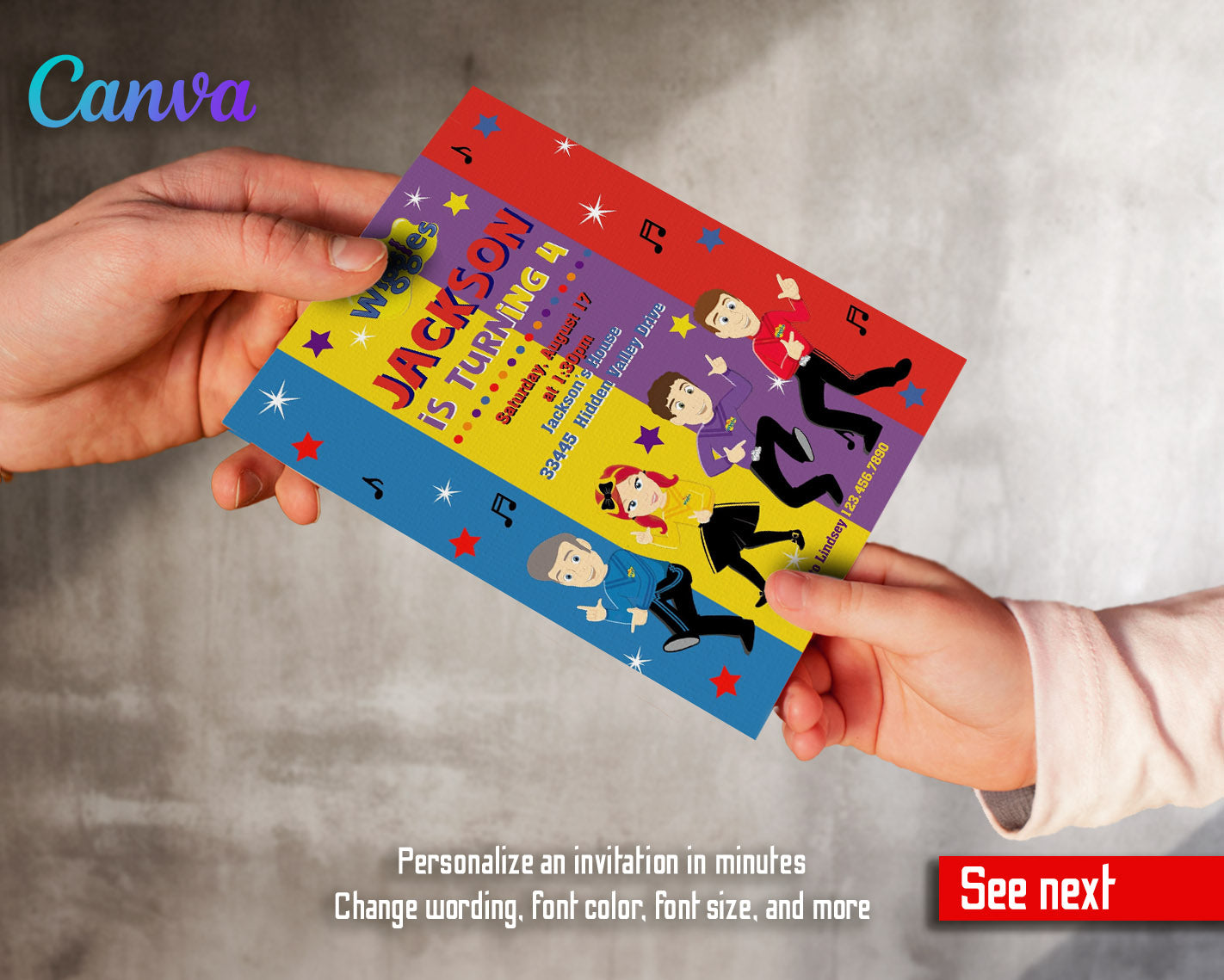 Wiggles One Finger One Thumb customizable invitation template | Share or Print | | ZN603