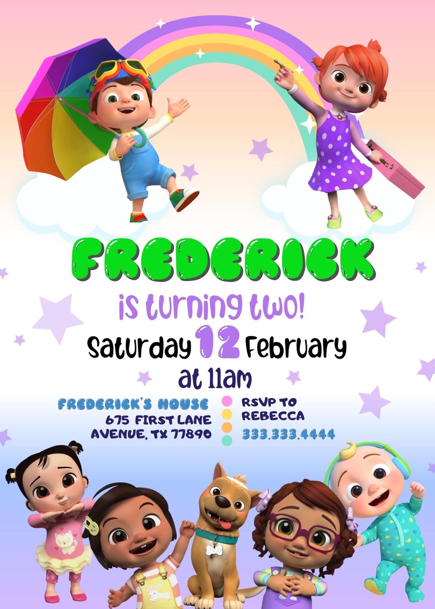 Cocomelon customizable invitation template | Share or Print | | ZU179