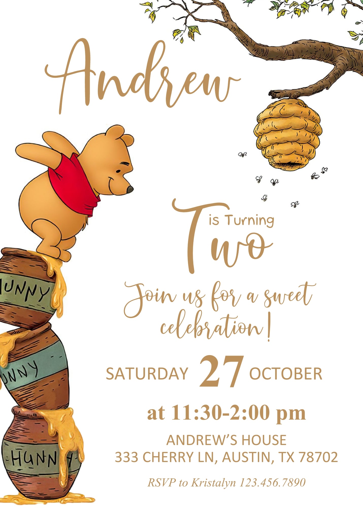 Winnie the Pooh customizable invitation template | Share or Print | | IJ591