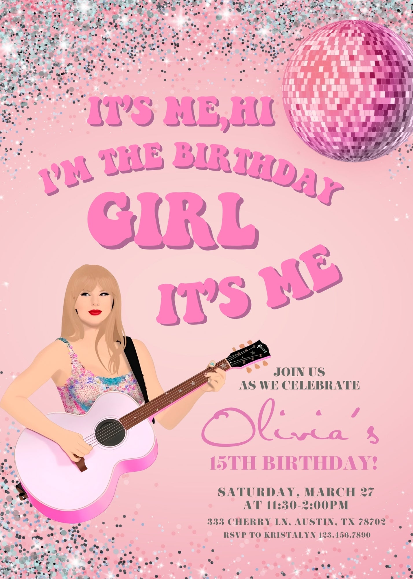 Taylor Swift Eras Tour customizable invitation template | Share or Print | girl | ZH533