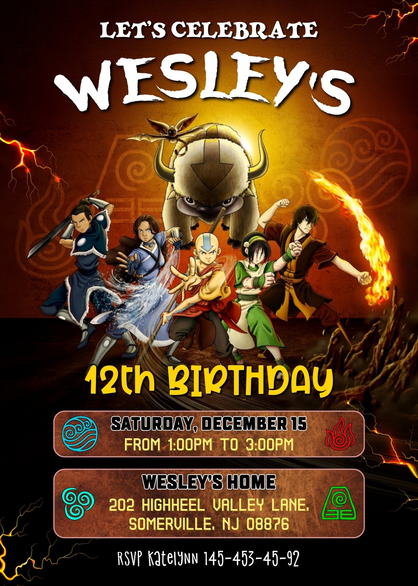 Avatar The Last Airbender customizable invitation template | Share or Print | | AV980