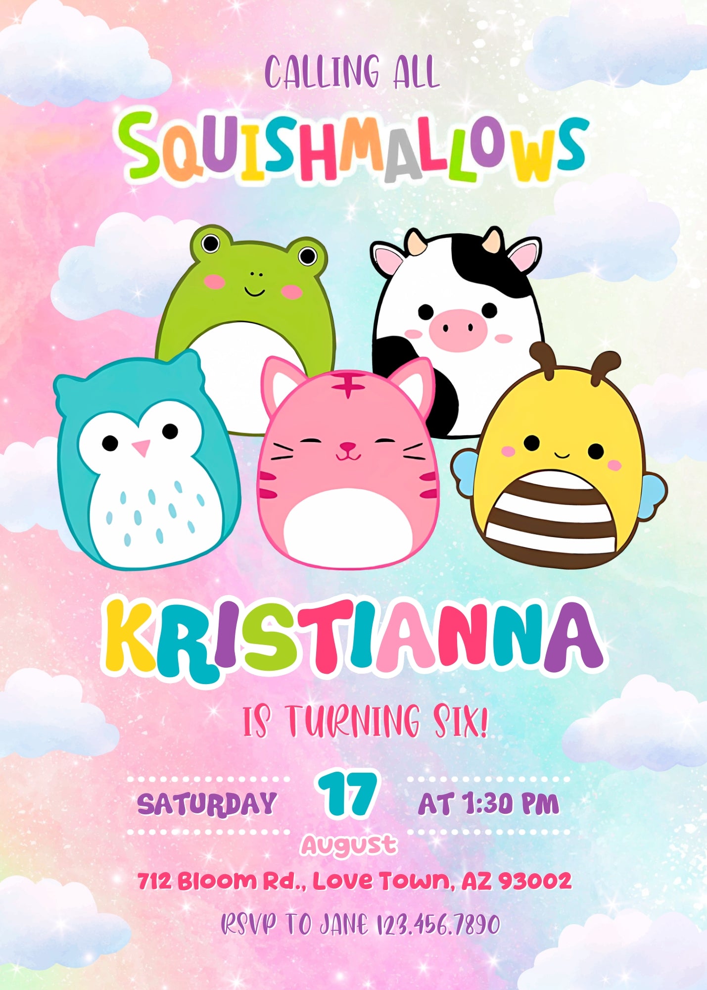 Squishmallows customizable invitation template | Share or Print | | EO828