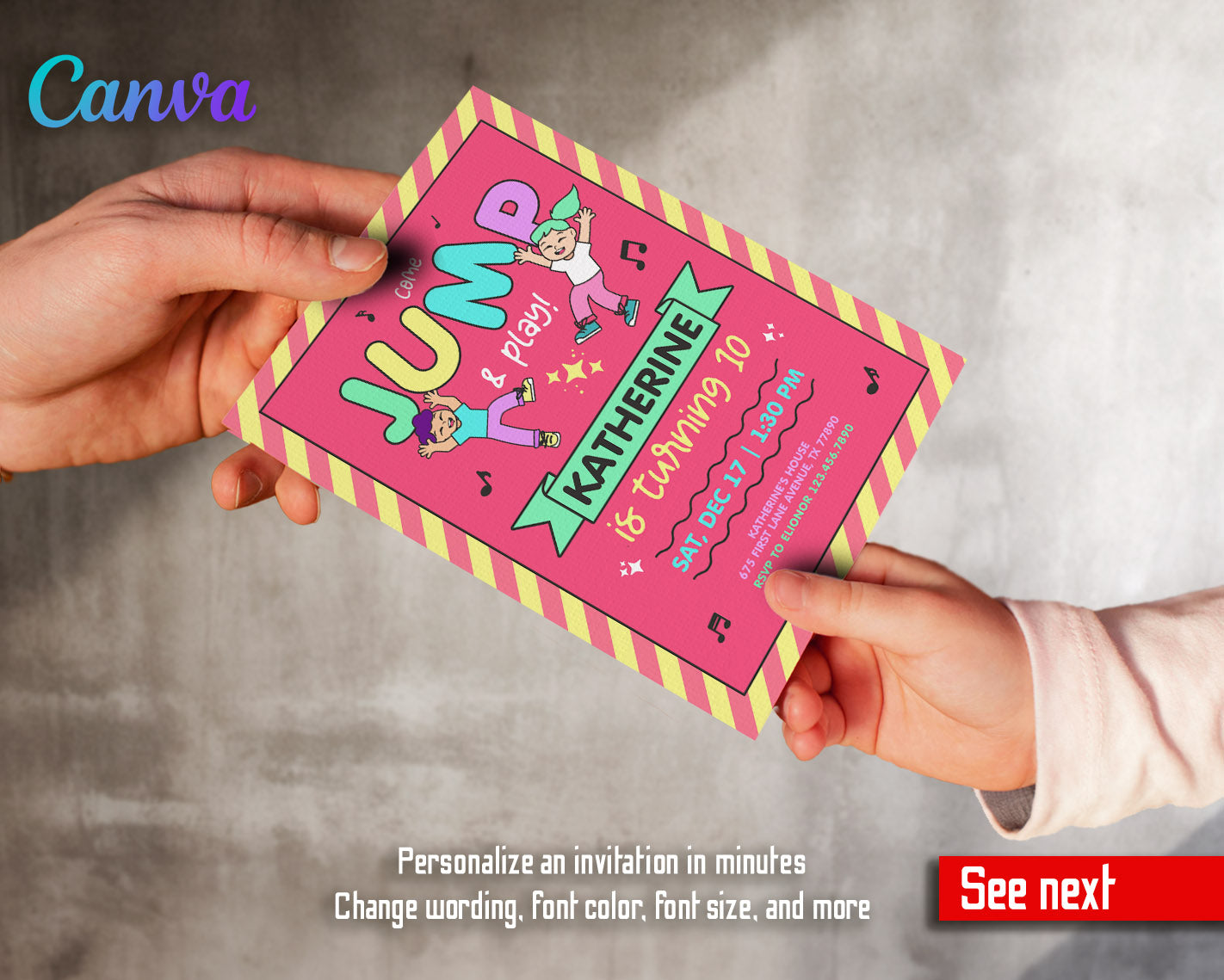 Trampoline Jump Party customizable invitation template | Share or Print | | WE496