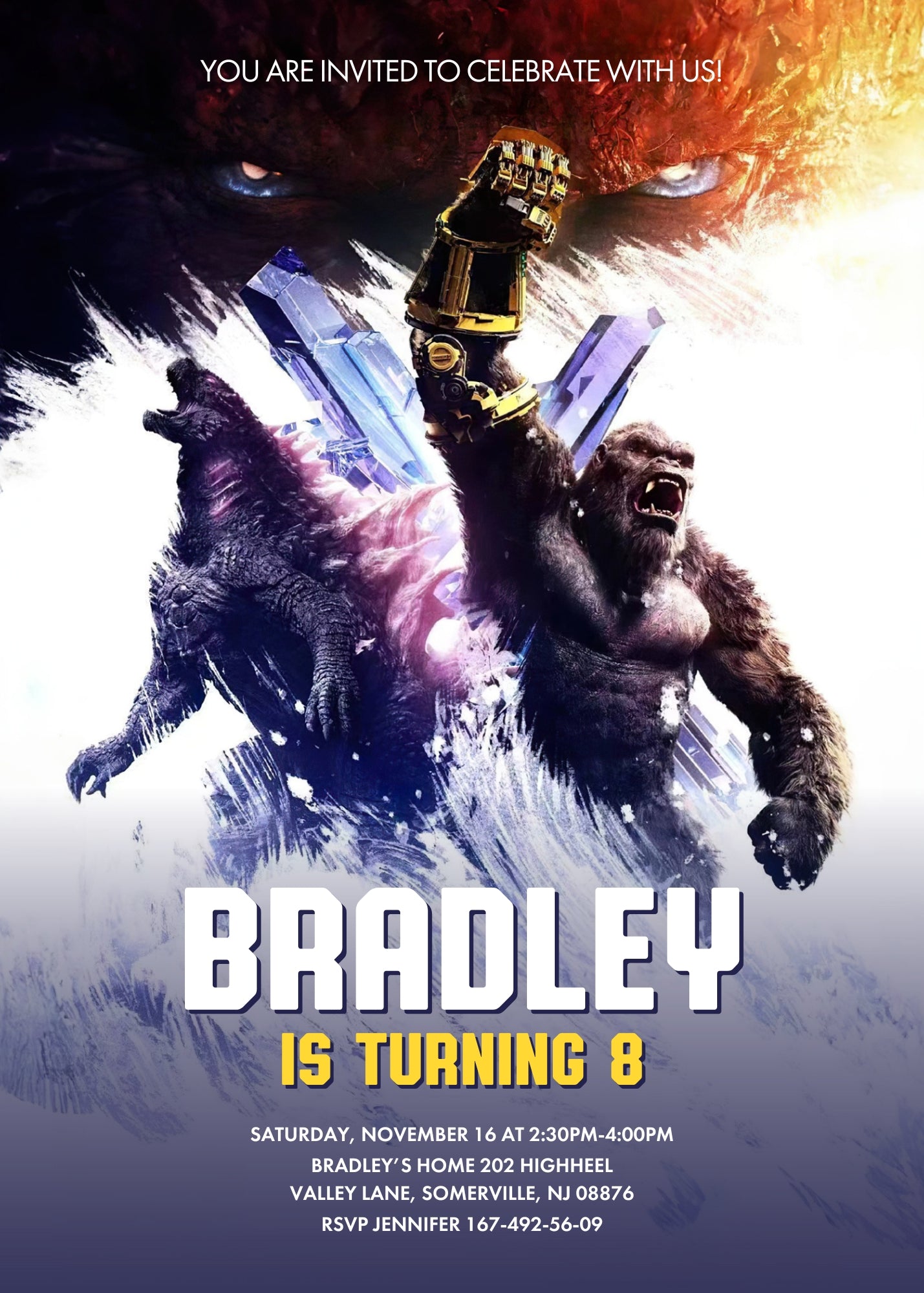 Godzilla X King Kong customizable invitation template | Share or Print | | PR329