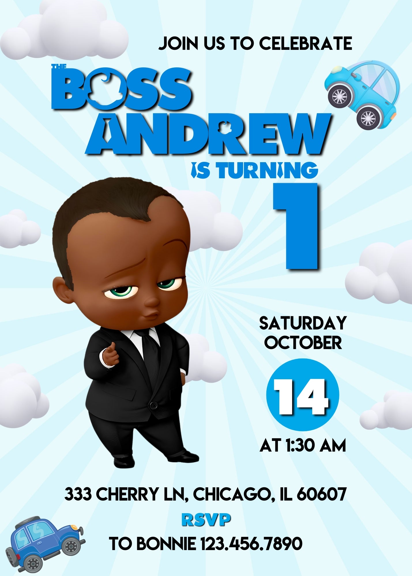 Baby Boss customizable invitation template | Share or Print | boy | IN105