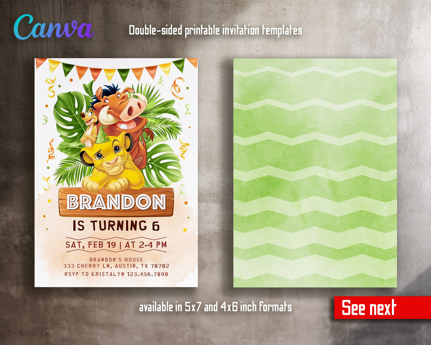 Lion King Simba customizable invitation template | Share or Print | | LS892