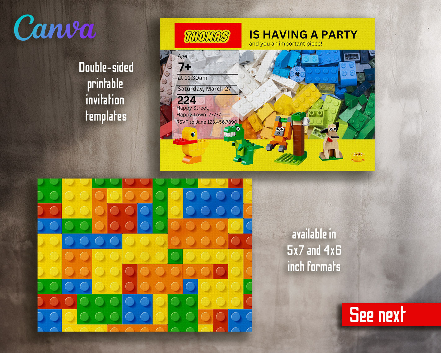 Lego customizable invitation template | Share or Print | | EQ842
