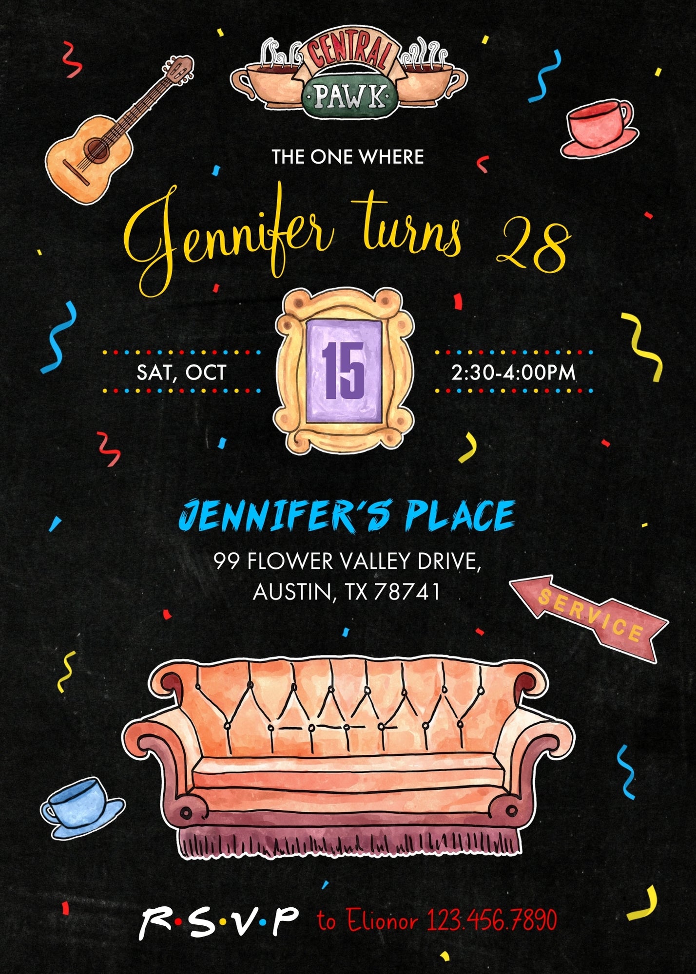 Friends TV Show customizable invitation template | Share or Print | | HR331