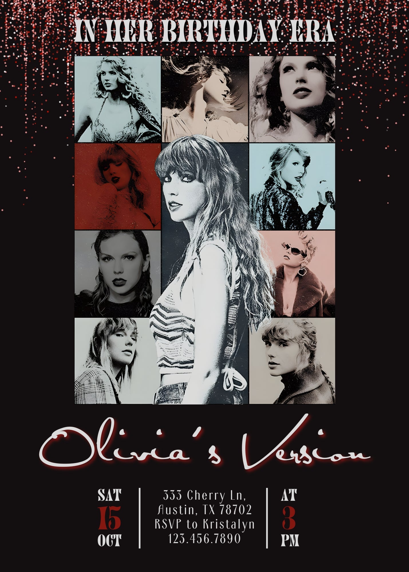 Taylor Swift Eras Tour customizable invitation template | Share or Print | girl | KC420