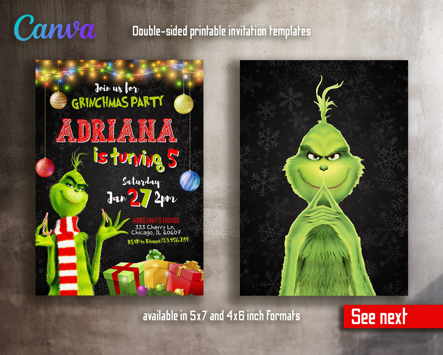 The Grinch Merry Grinchmas customizable invitation template | Share or Print | | EH381