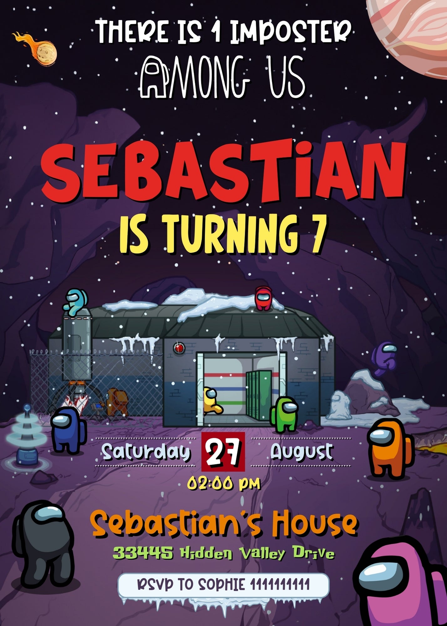 Among Us Gamer customizable invitation template | Share or Print | | DT913