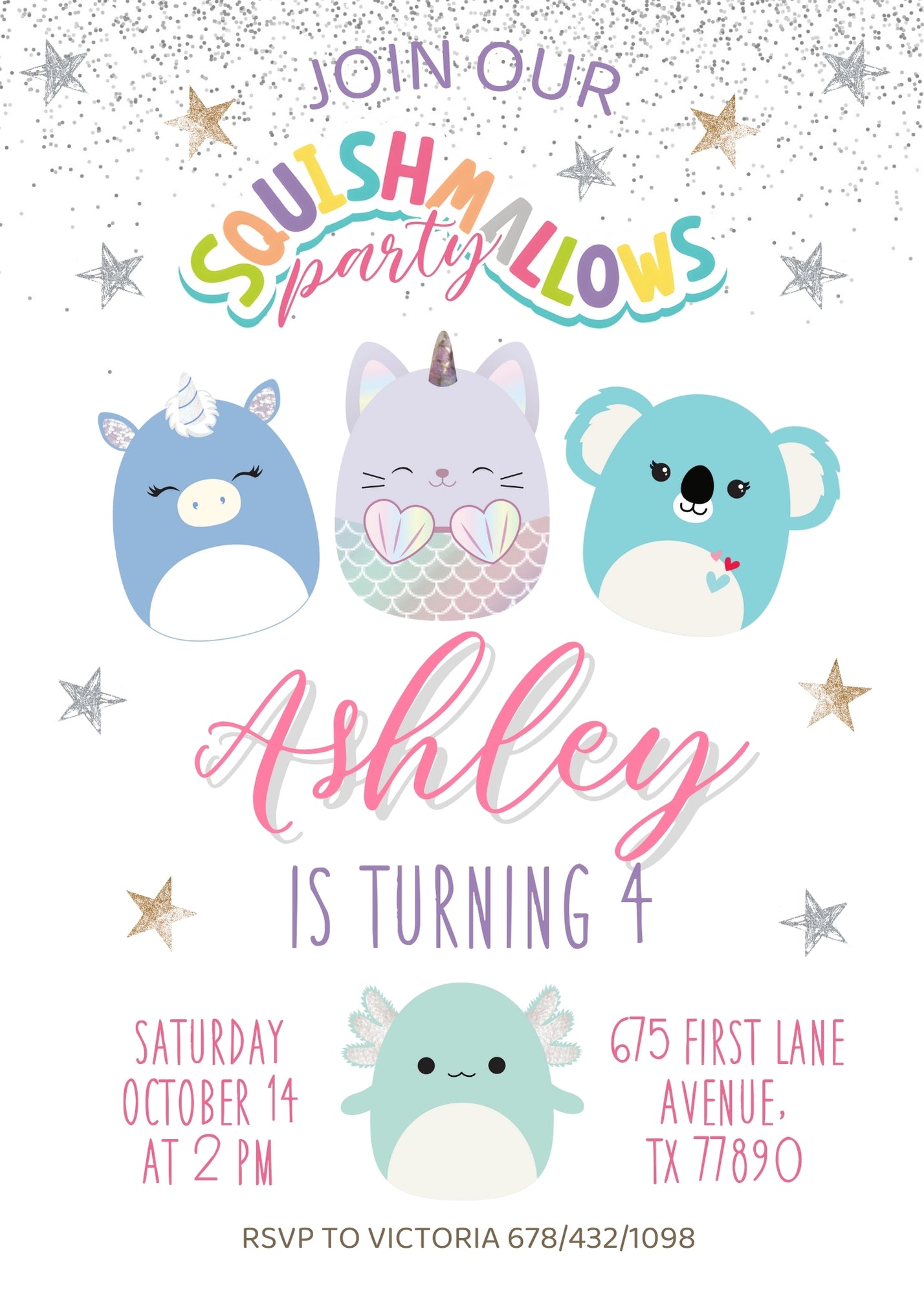 Squishmallows customizable invitation template | Share or Print | | AQ957