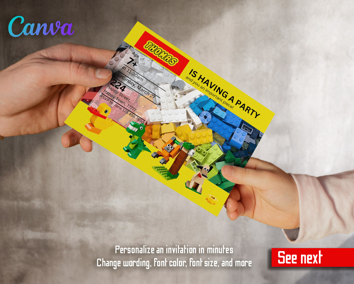 Lego customizable invitation template | Share or Print | | EQ842