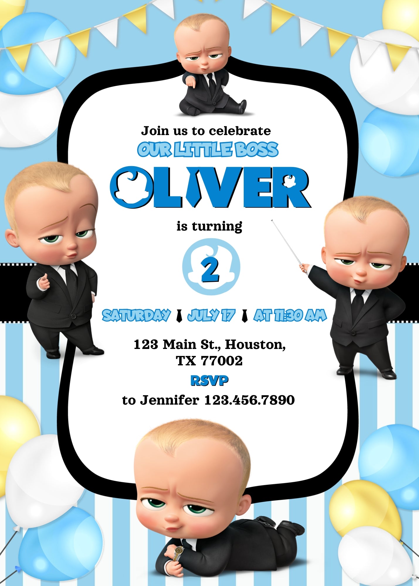 Baby Boss customizable invitation template | Share or Print | boy | JM928