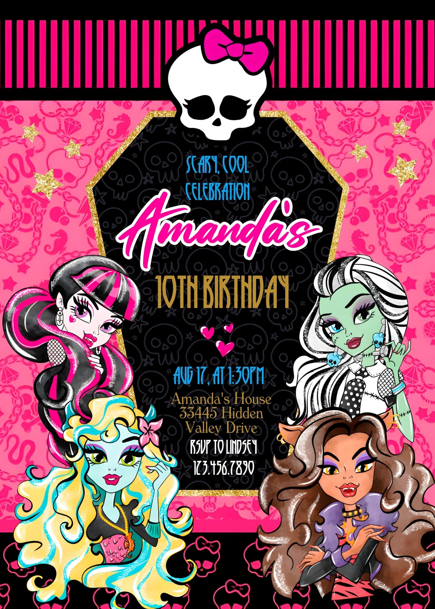 Monster High customizable invitation template | Share or Print | girl | VE370