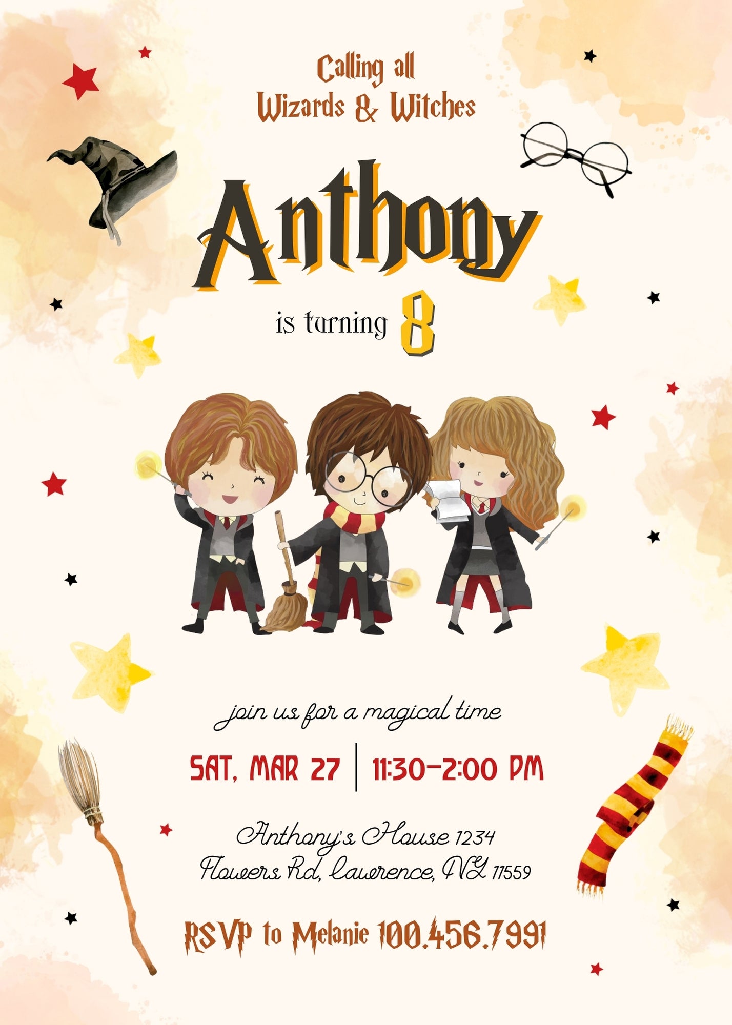 Harry Potter customizable invitation template | Share or Print | | AU732